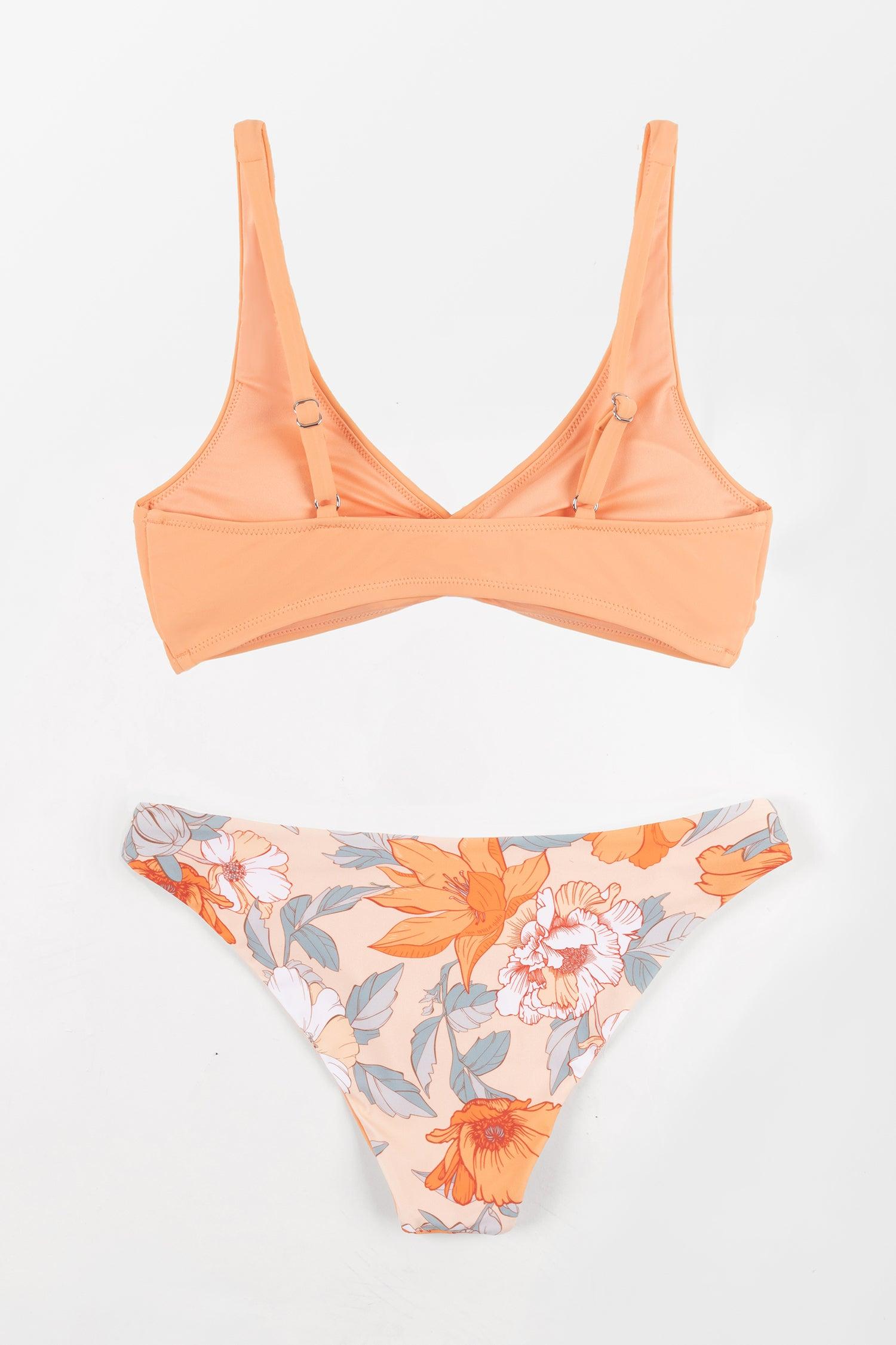 Romantic Flower Twist-Front Bralette and Hipster Bikini Set Product Image