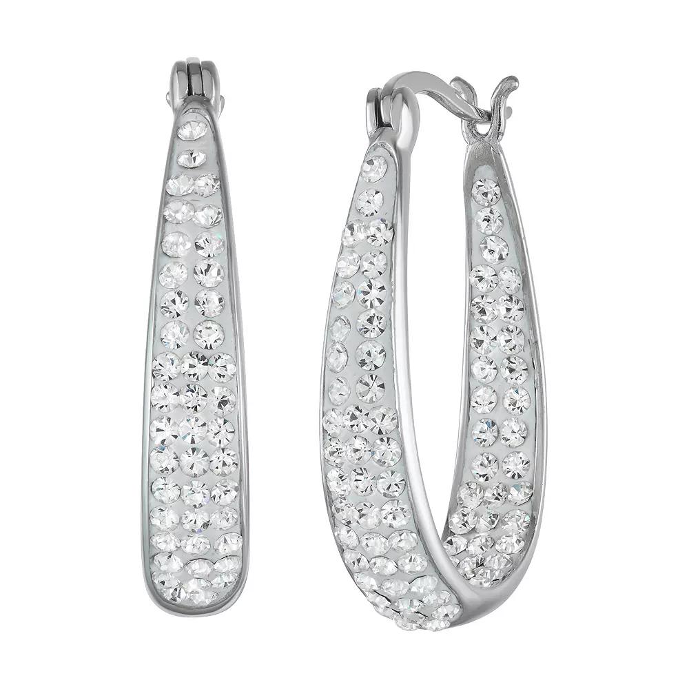 Chrystina Inside Out Crystal Hoop Earrings, Women's, Silver Tone Product Image
