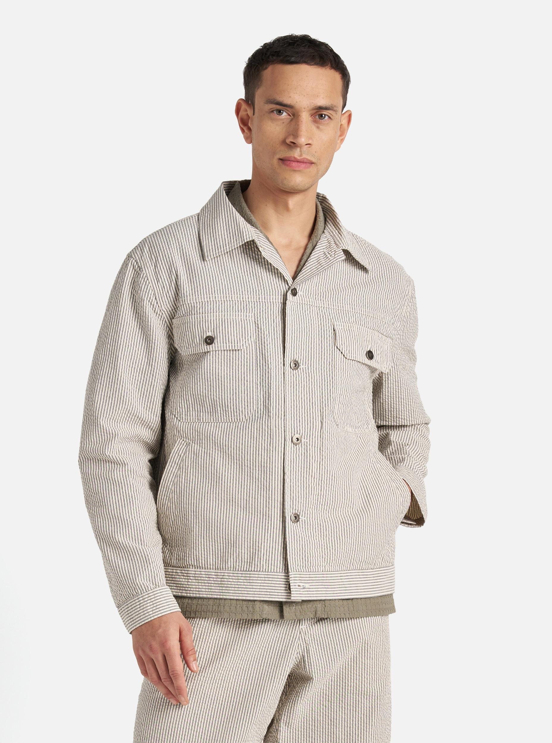 Grey Derby Stripe Trucker Jacket Product Image