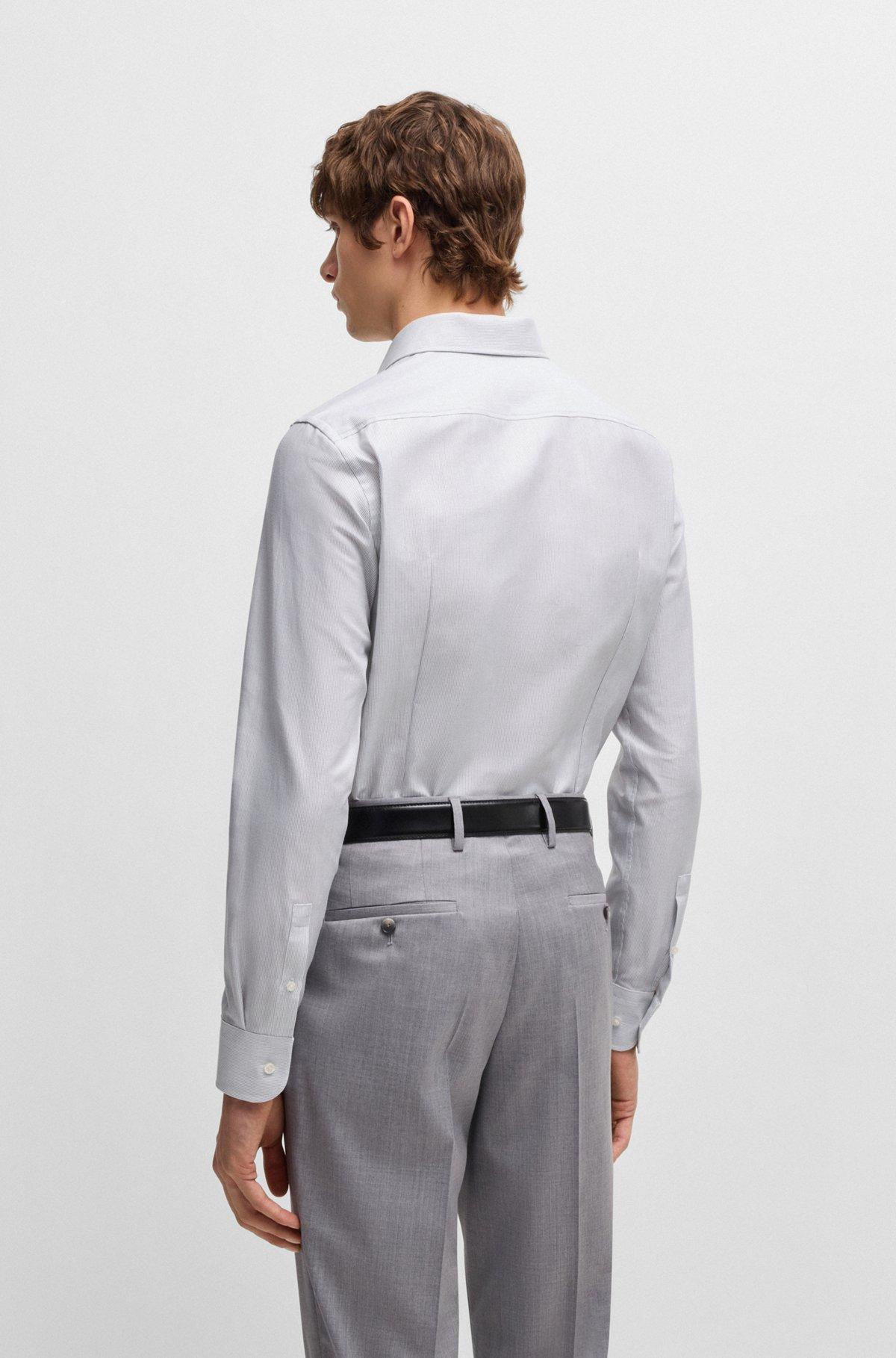 Slim-fit shirt in striped cotton twill Product Image