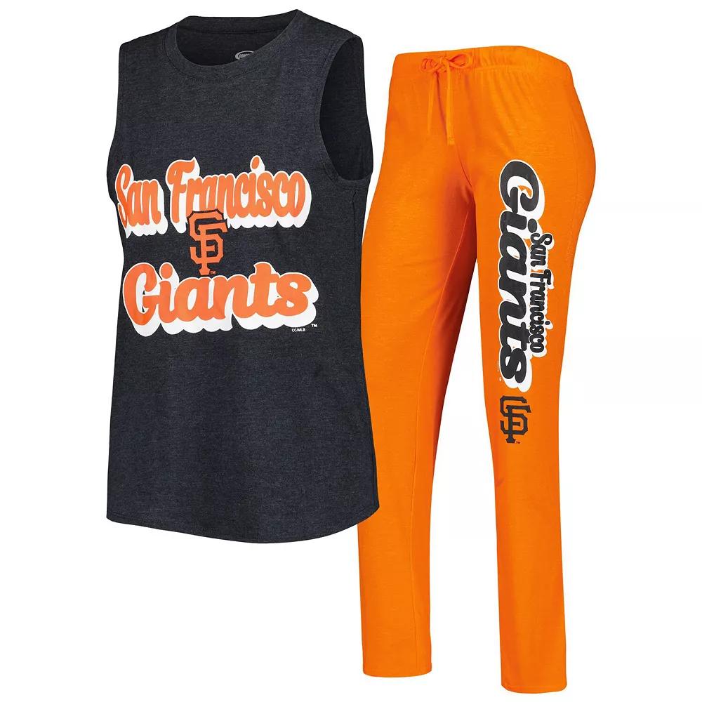 Women's Concepts Sport Orange/Black San Francisco Giants Wordmark Meter Muscle Tank Top & Pants Sleep Set,  Product Image