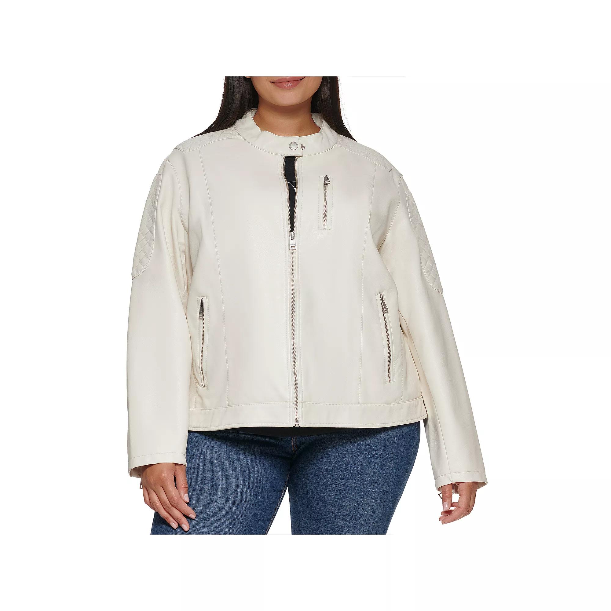 Plus Size Levis Faux-Leather Motorcycle Racer Jacket, Womens Product Image