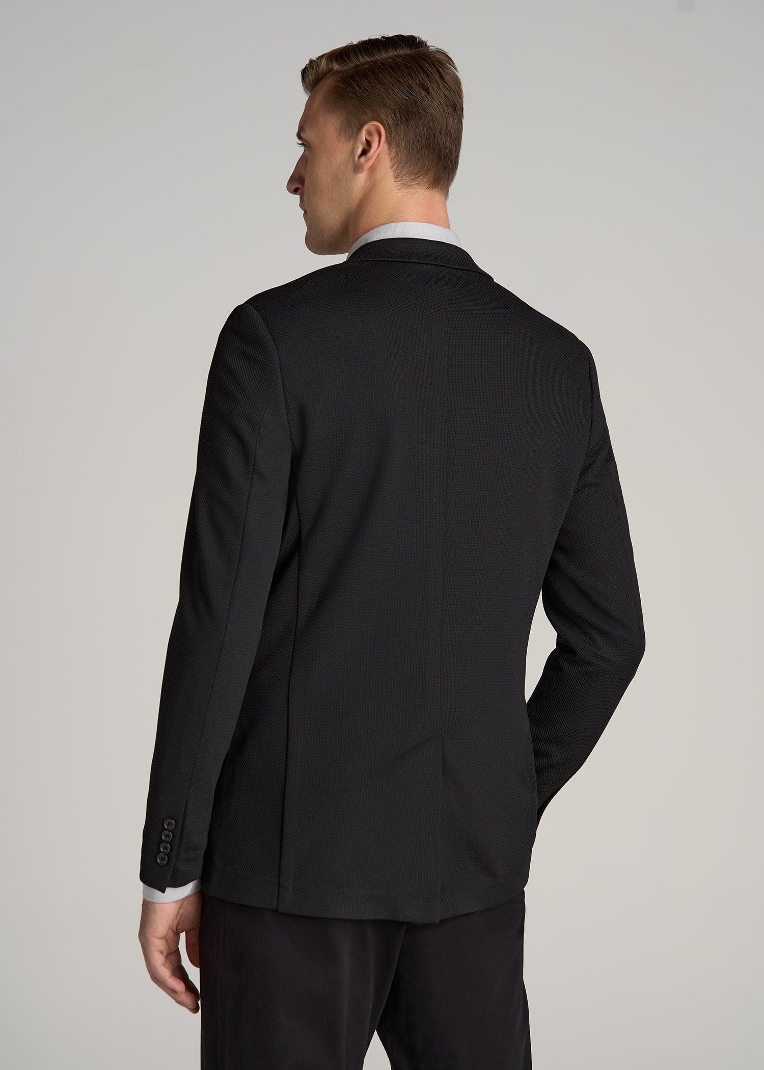 Textured Blazer for Tall Men in Black Male Product Image