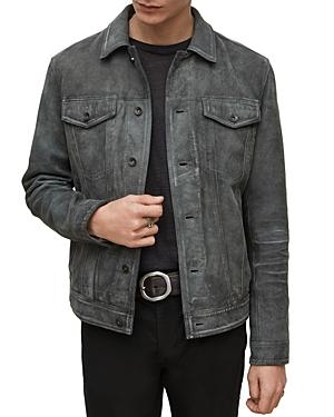 John Varvatos Andrew Slim Fit Leather Trucker Jacket Product Image