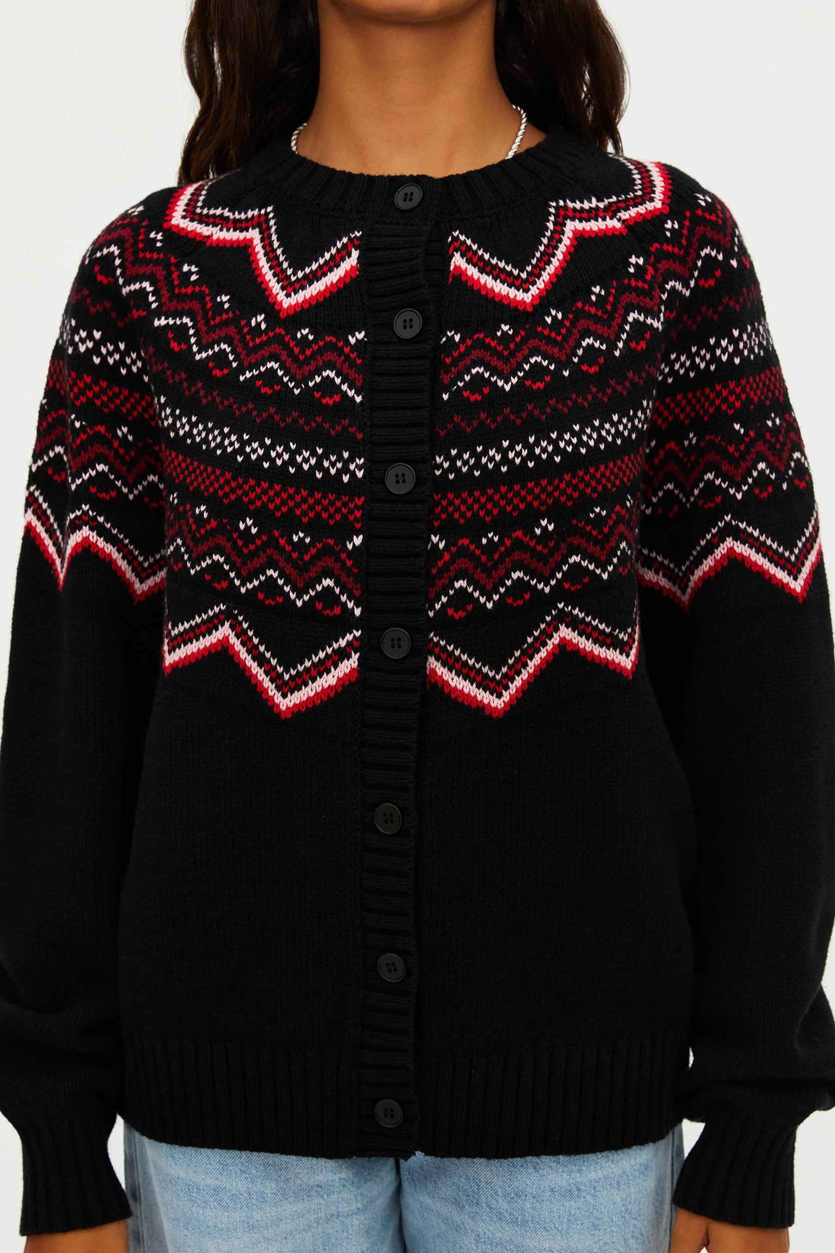 Anthropologie X Beach Riot Seraphine Cardigan Black Cheers Fairisle Product Image