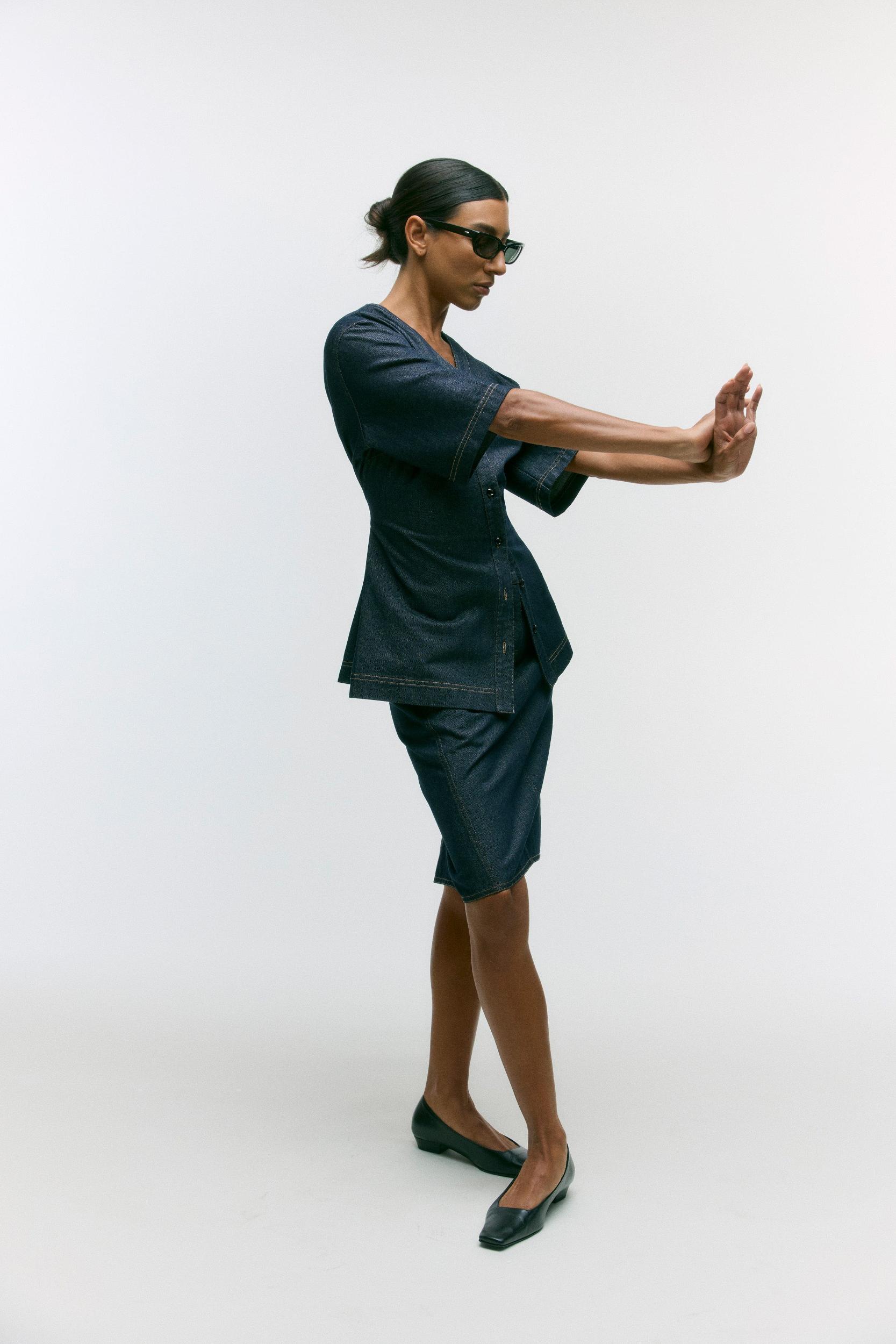 Johanna Knee-Length Denim Skirt Product Image