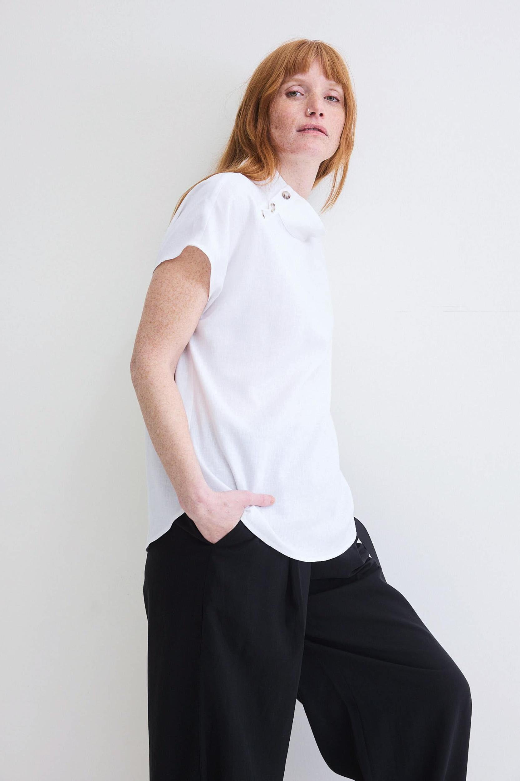 Buttoned Up Linen Blend Top Product Image