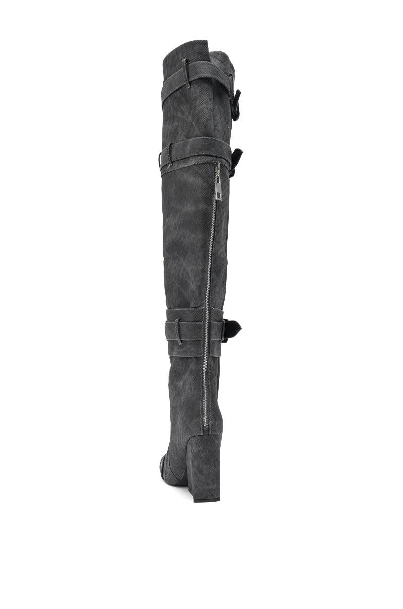 AZALEA WANG TRILLION CHARCOAL CHUNKY THIGH HIGH BOOT Product Image