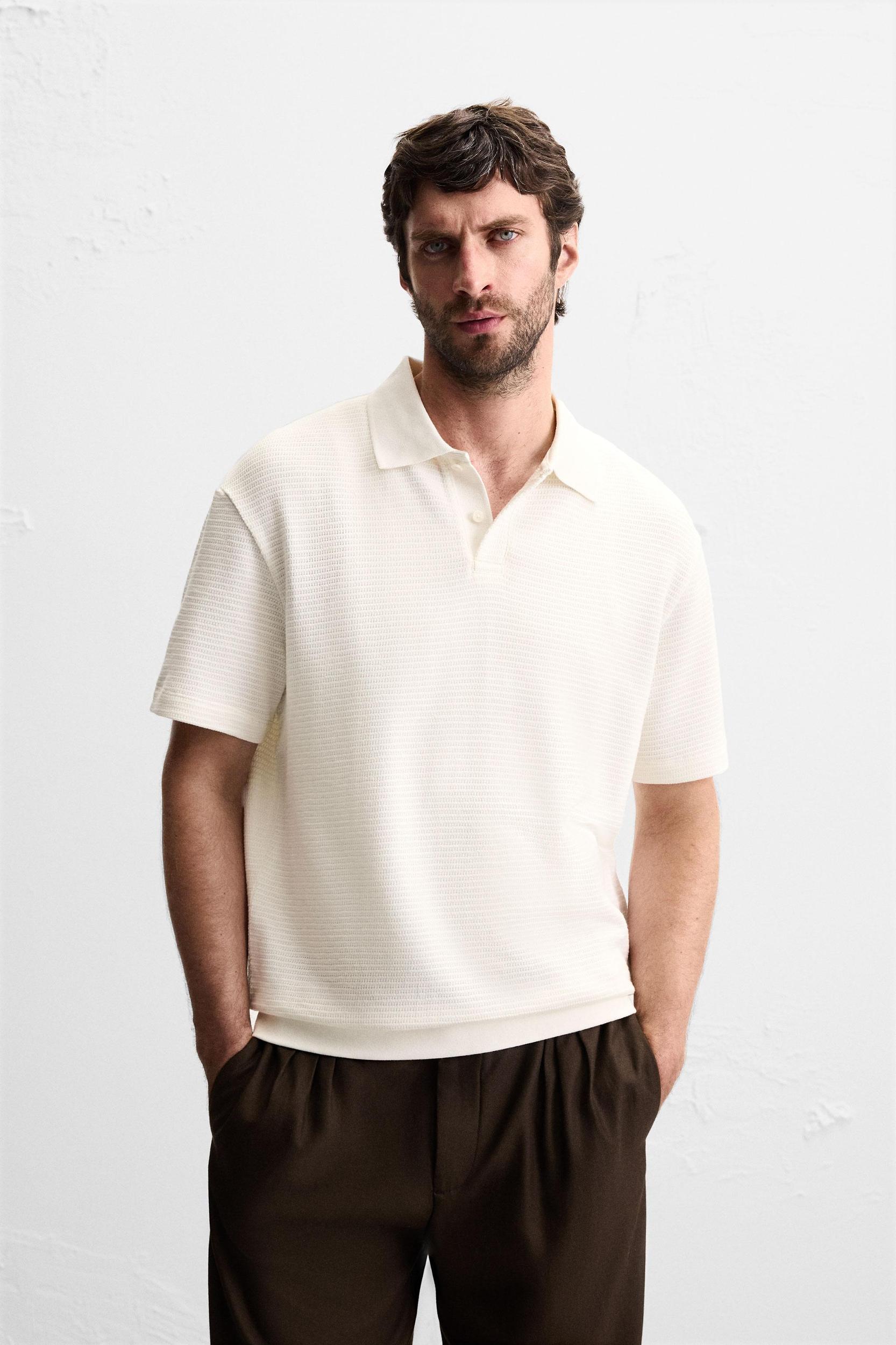 JACQUARD TEXTURED POLO SHIRT Product Image
