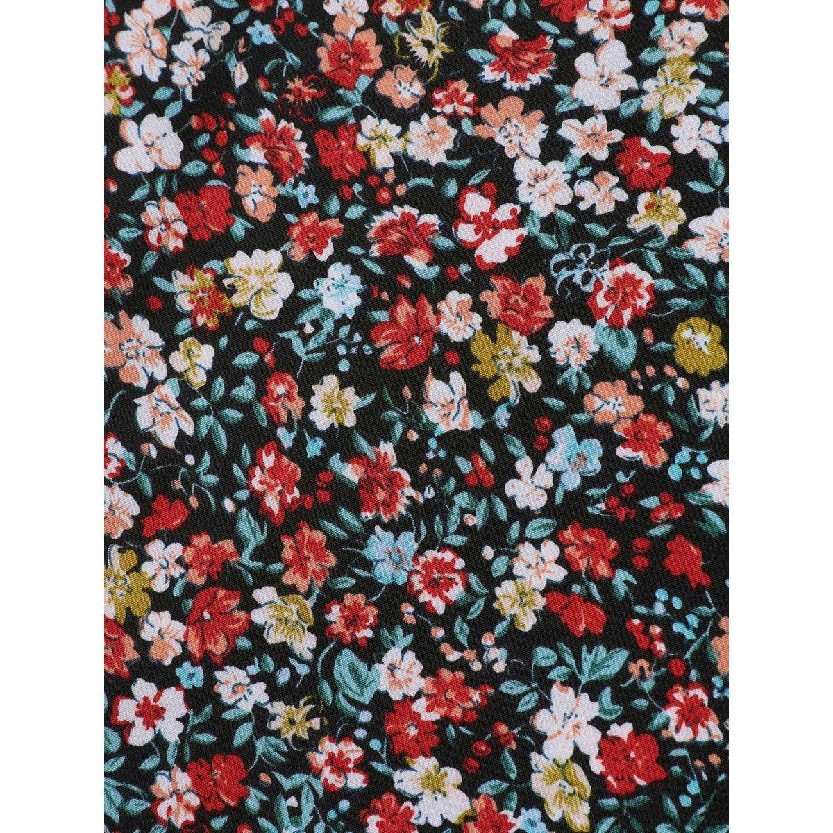 Plus Size Floral Print Stretchy Smocked Waist Mini Skirt Women Multicolor Timeless Gathered Low stretch Side seam pocket Elegant Skirts BloomChic 22-24/3X Product Image