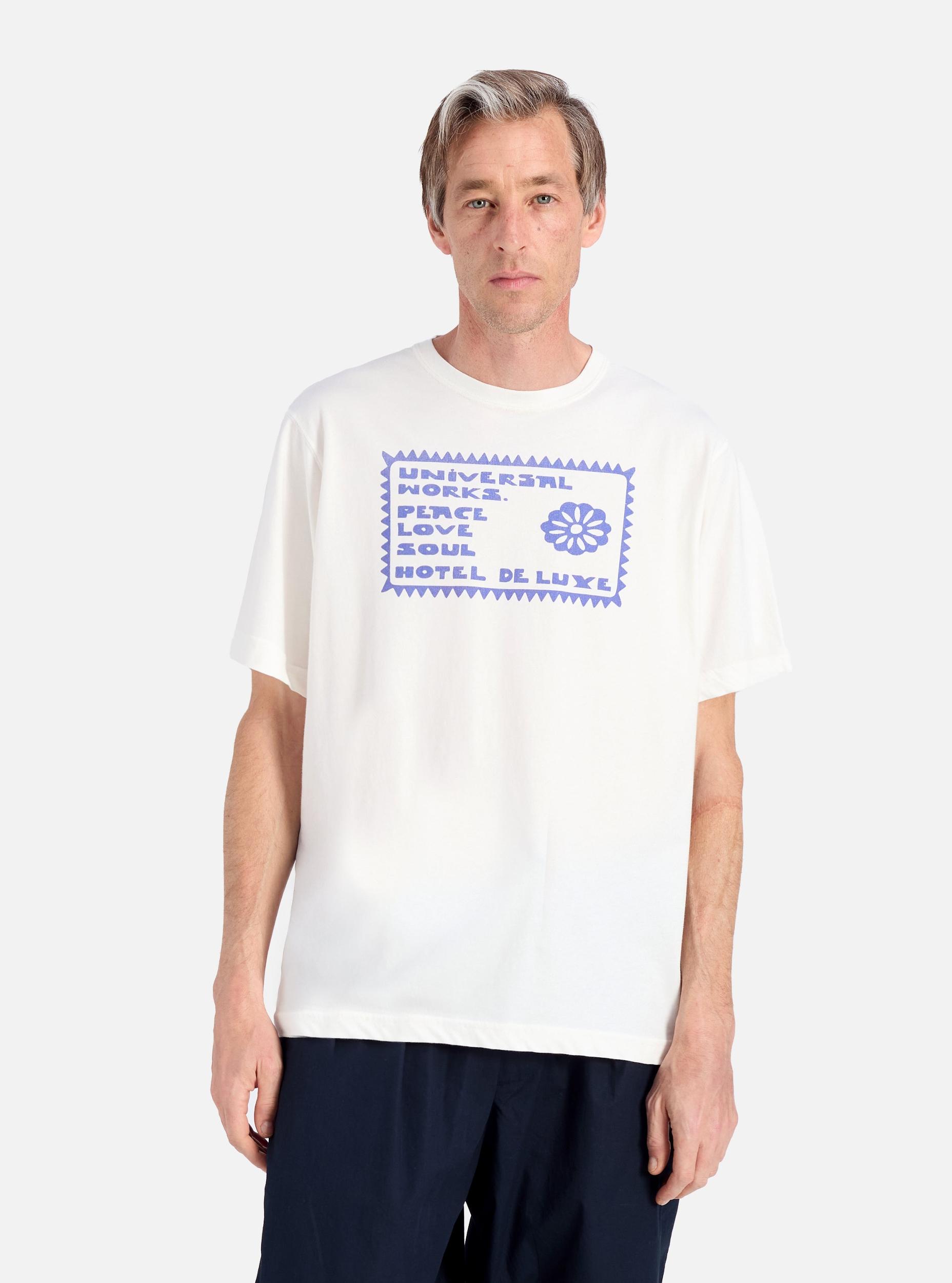 Universal Works Print Tee in Ecru/Yellow Single Jersey Pickup Product Image