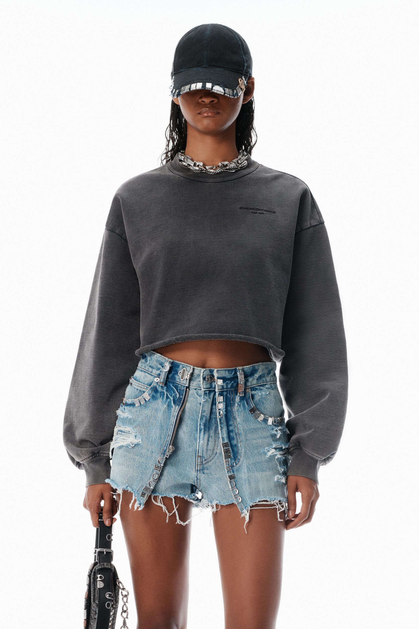 Black Cropped Sweatshirt With Logo Product Image