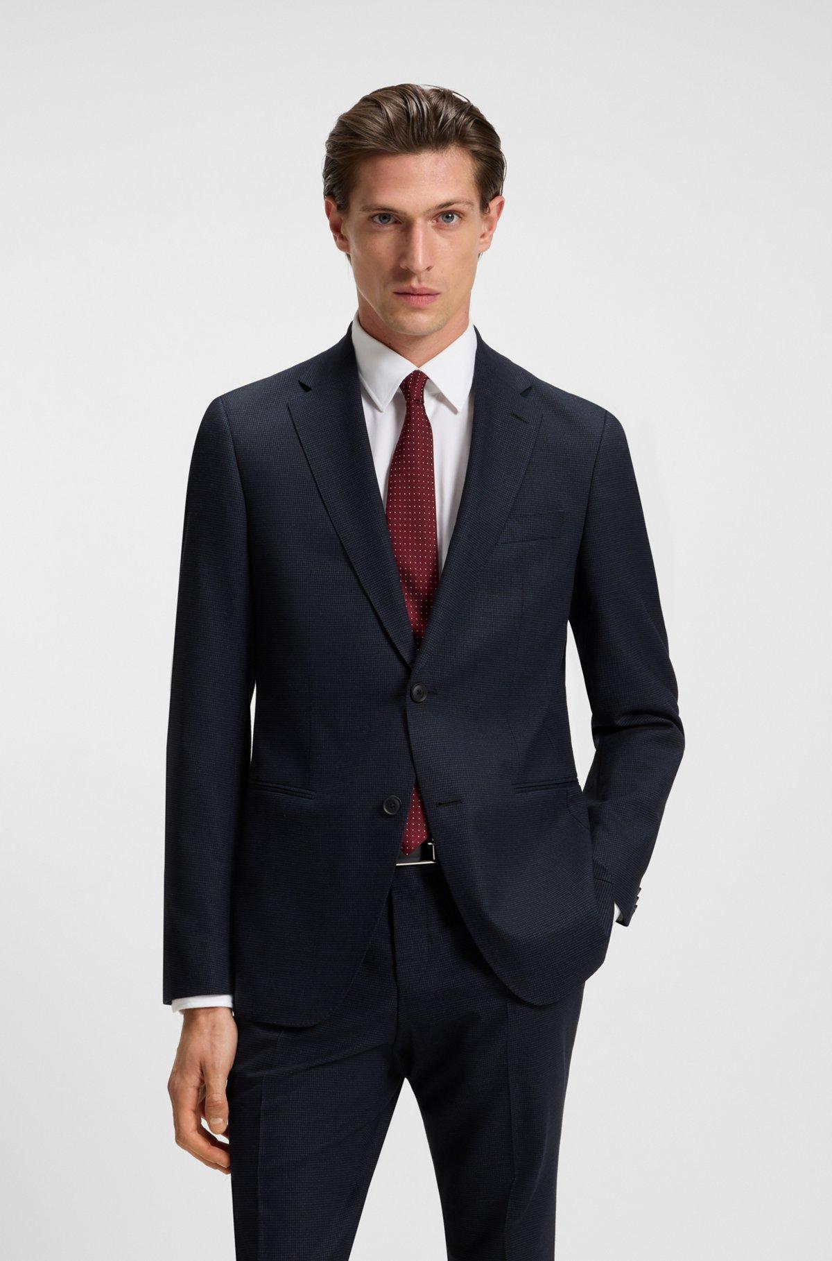 Extra-slim-fit suit in a micro-pattern wool blend Product Image