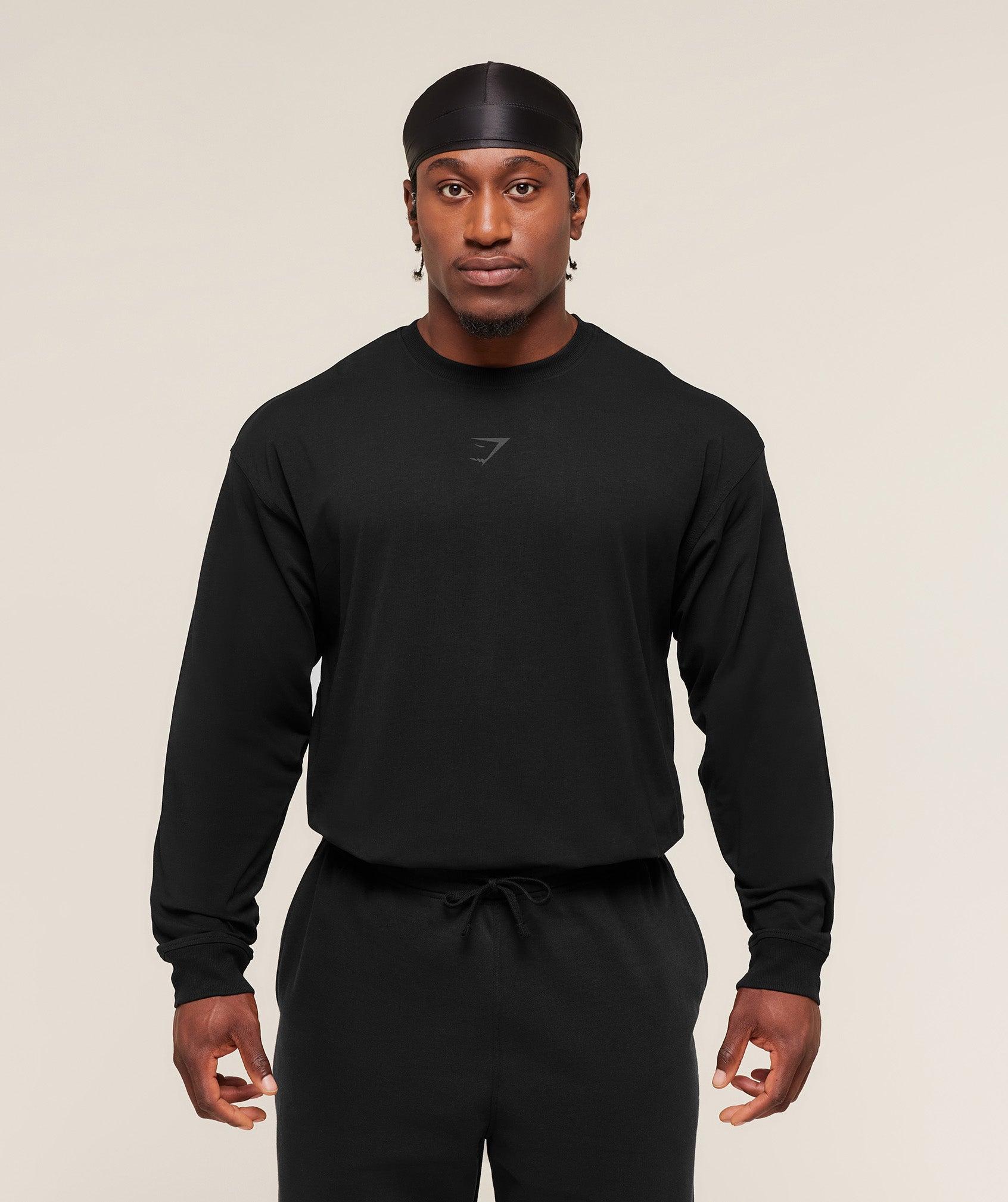Gymshark Power Long Sleeve T-Shirt - Black/Asphalt Grey Male Product Image