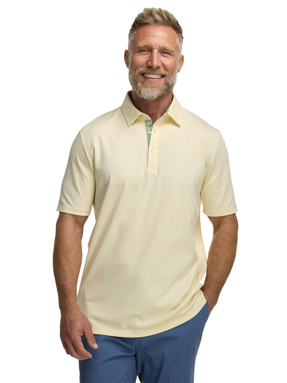 Cotton Blend Three Button Polo - Light Yellow Product Image