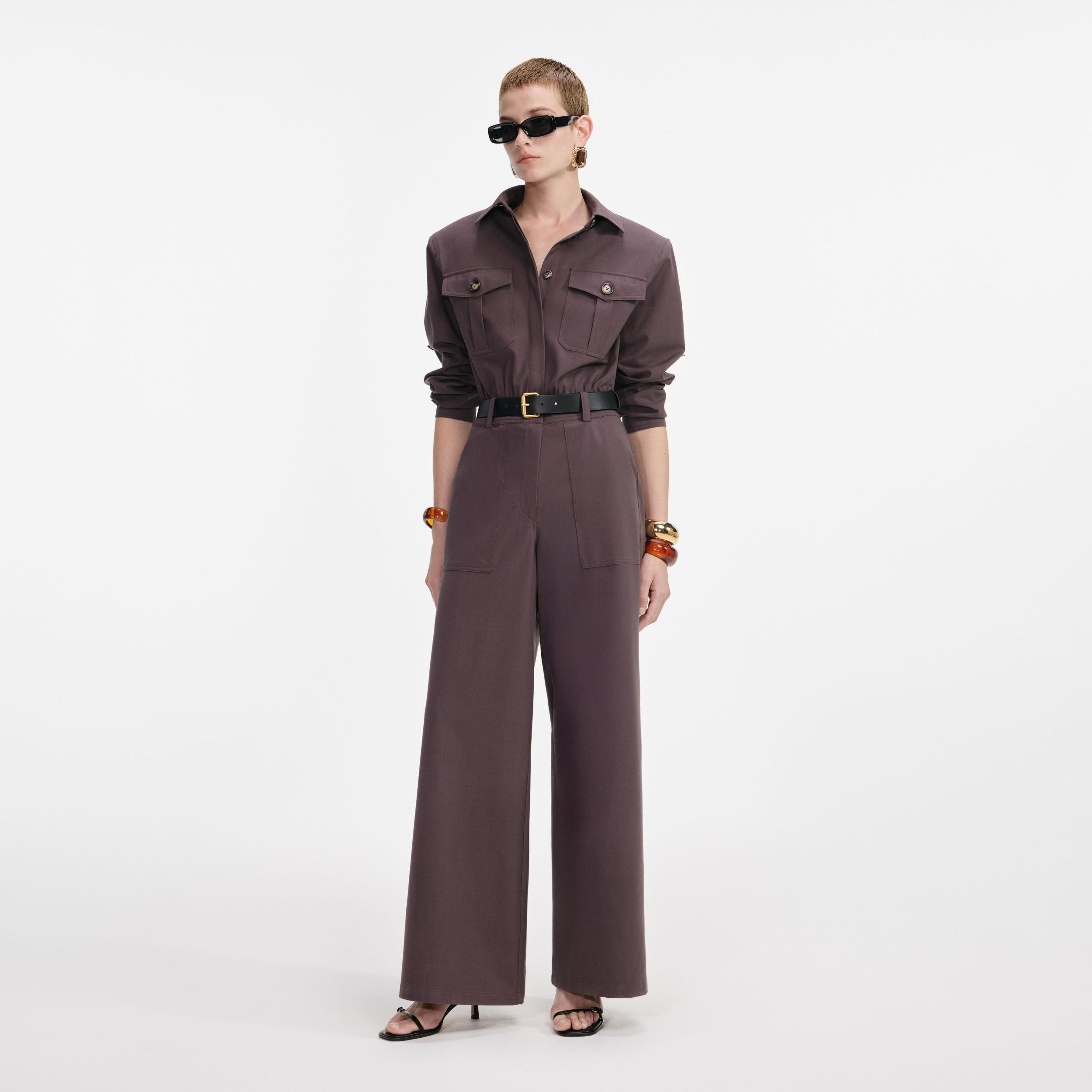 Brown Twill Jumpsuit Product Image