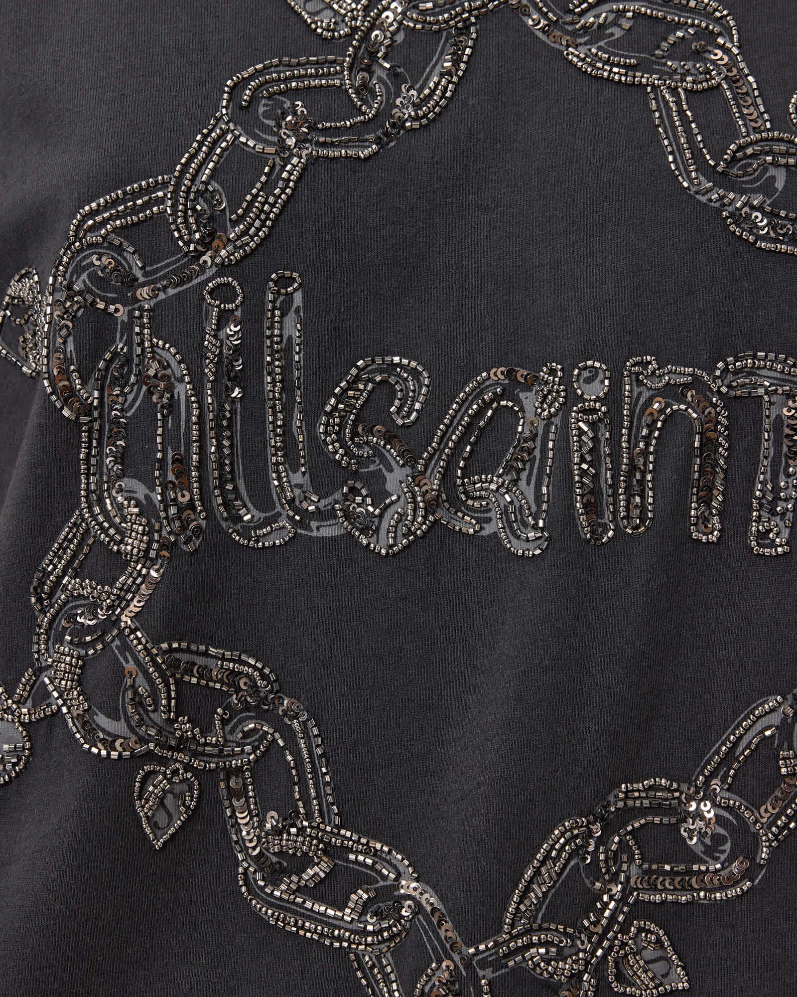 Drip Embellished Boyfriend T-Shirt Washed Black | ALLSAINTS US Product Image