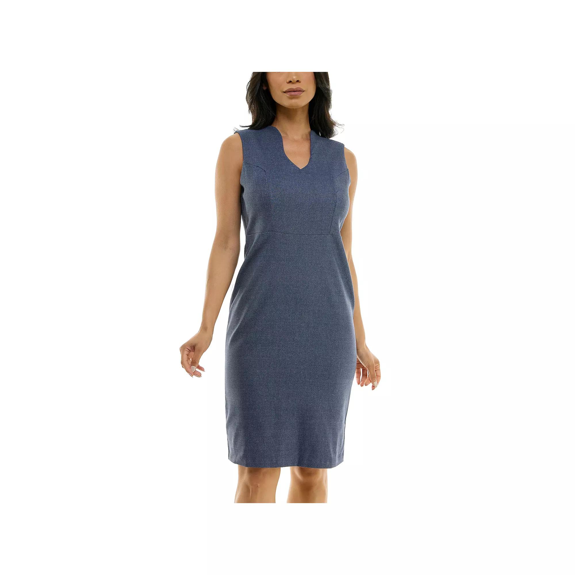 Women's Nina Leonard U-Neck Sheath Midi Dress,  Product Image