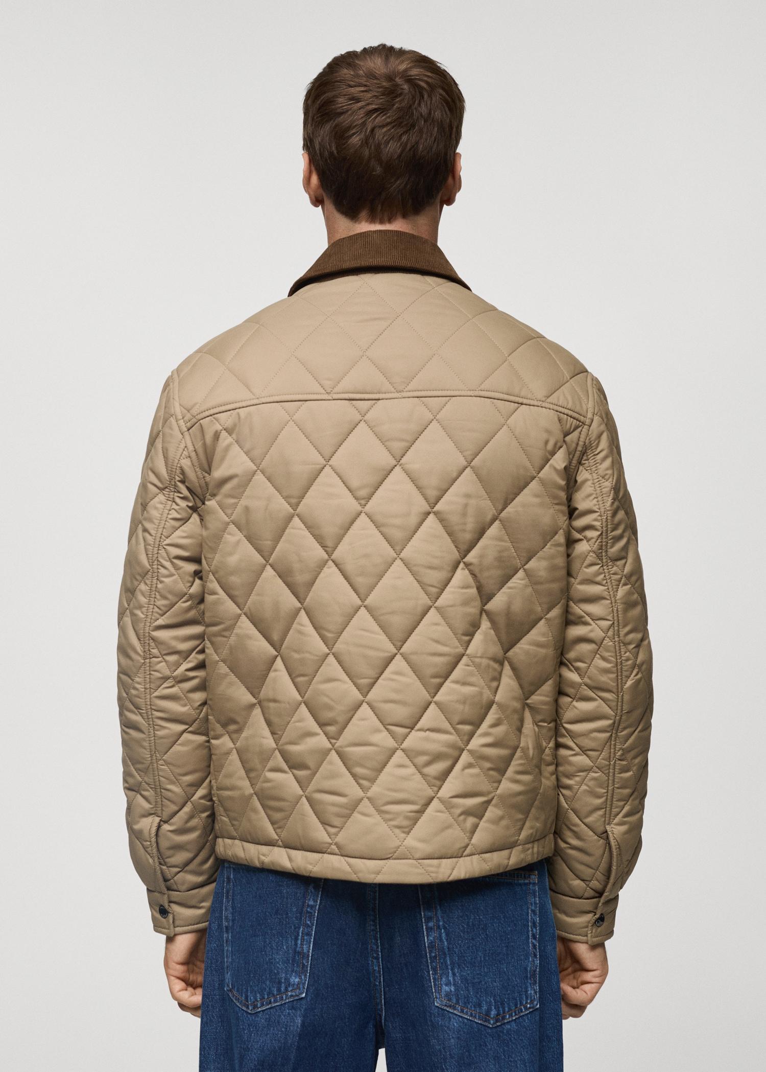 Quilted jacket with corduroy collar - Men | MANGO USA Product Image