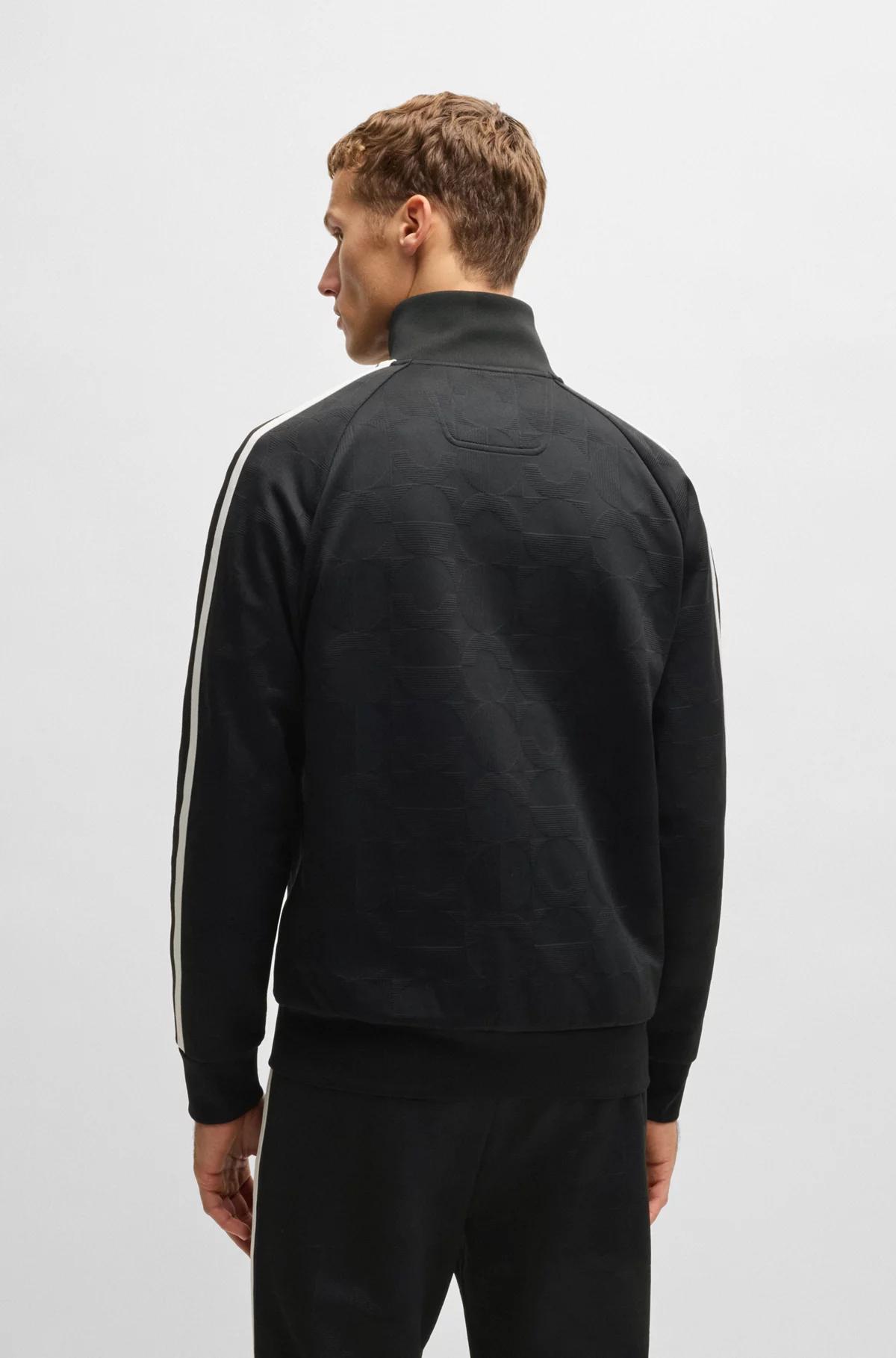 Boss Circle-Jacquard Zip-Up Sweatshirt with Side Stripes Product Image