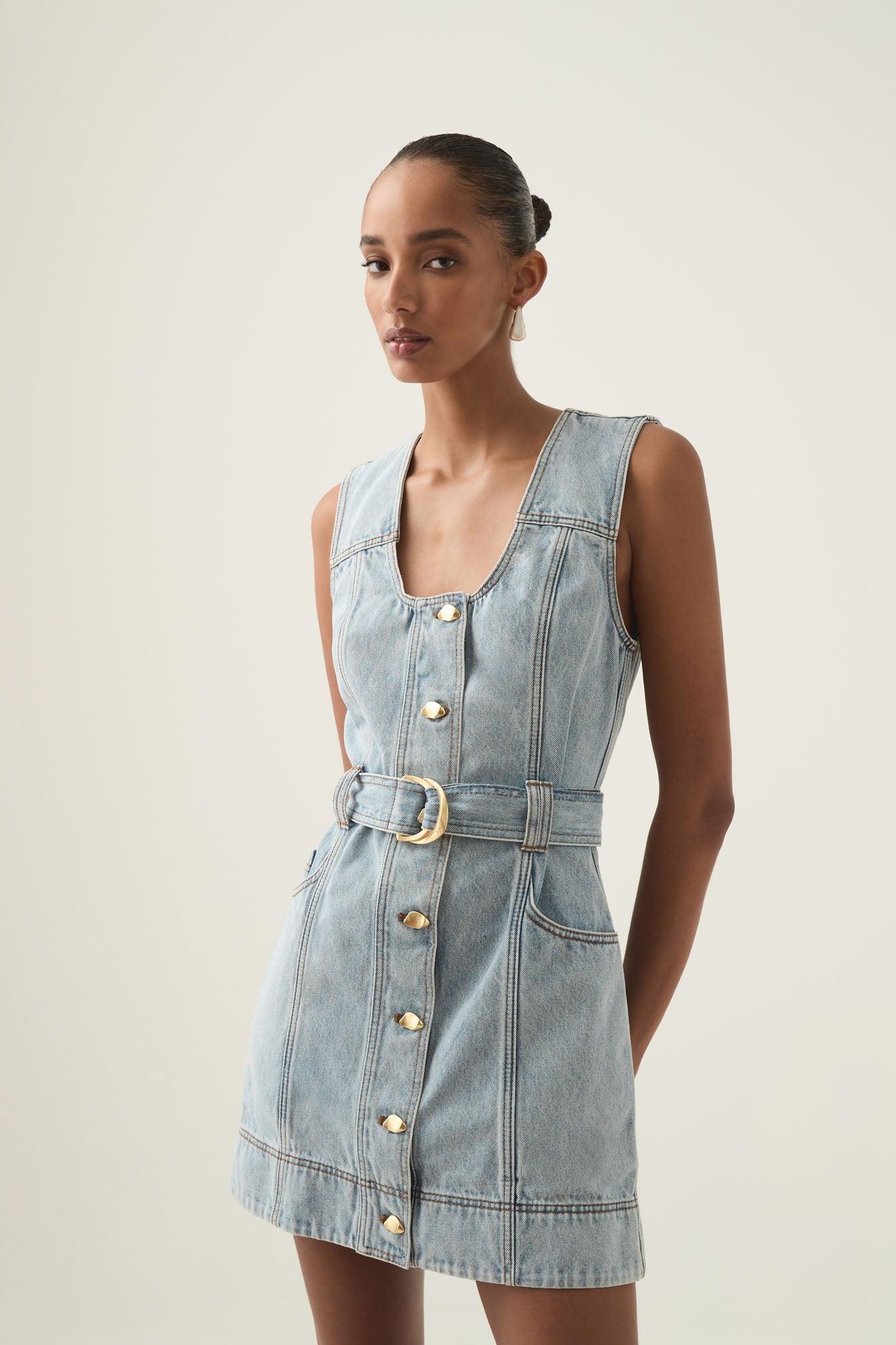 Aura Denim Mini Dress Product Image