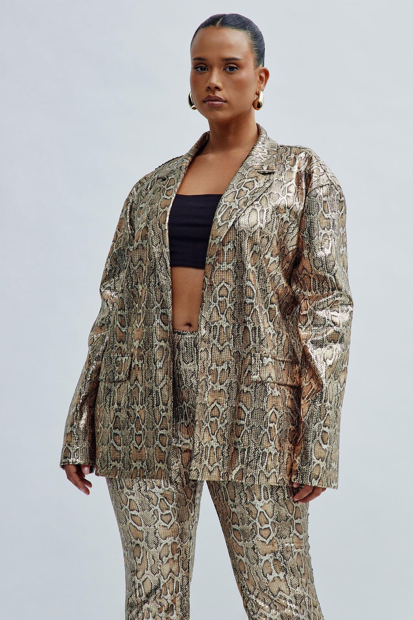 Hard To Get Leopard Sequin Blazer - Taupe/combo Product Image