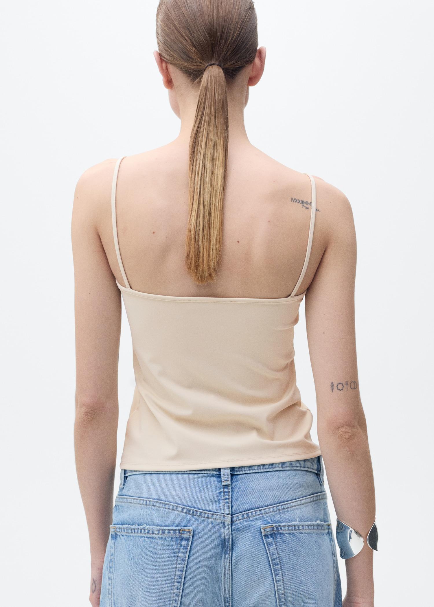 Fitted top with thin straps - Women | MANGO USA Product Image
