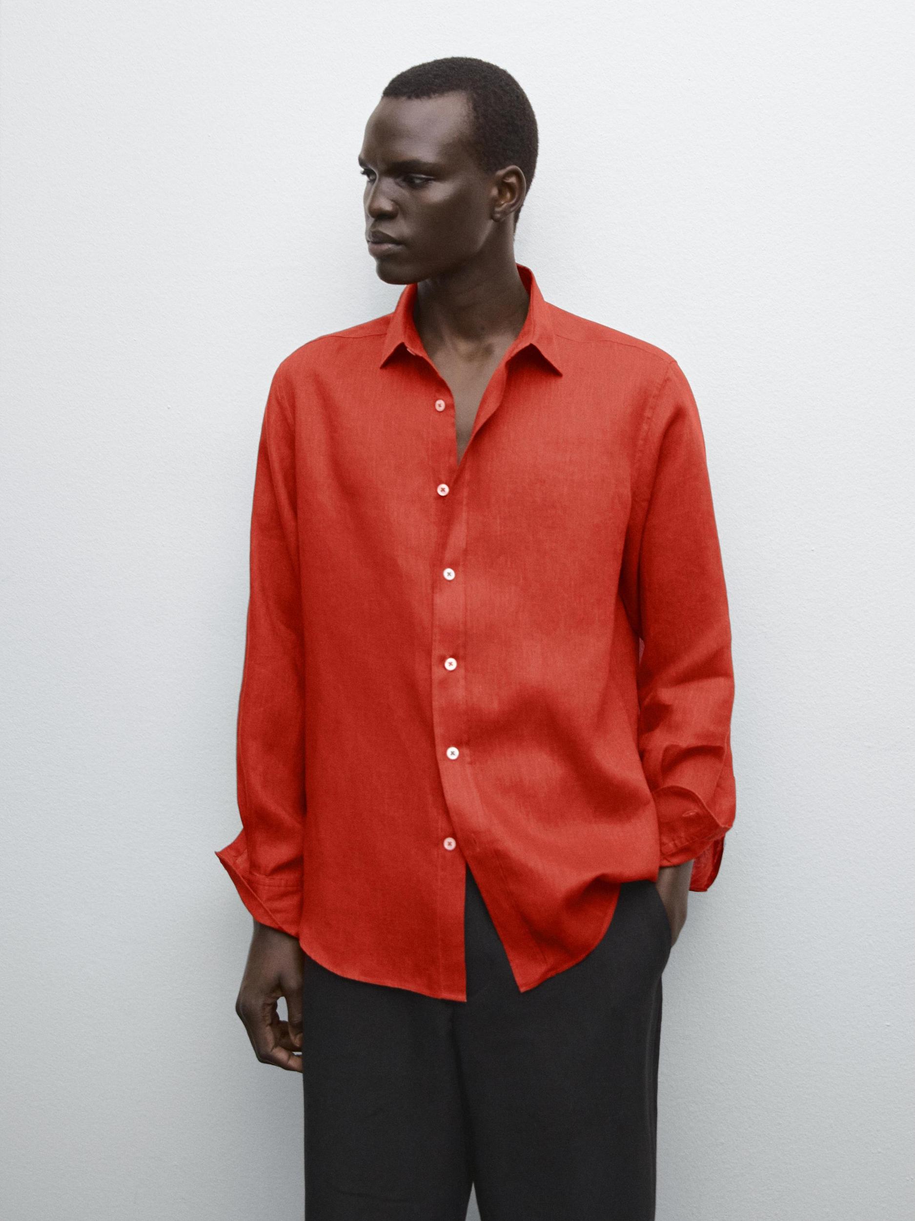 100% linen slim fit shirt Product Image