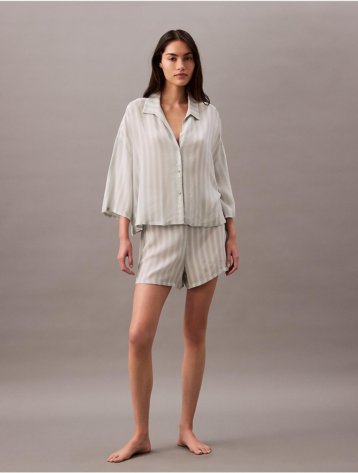 Calvin Klein Womens Woven Viscose Button-Down Short Sleeve Shirt - Neutral Product Image