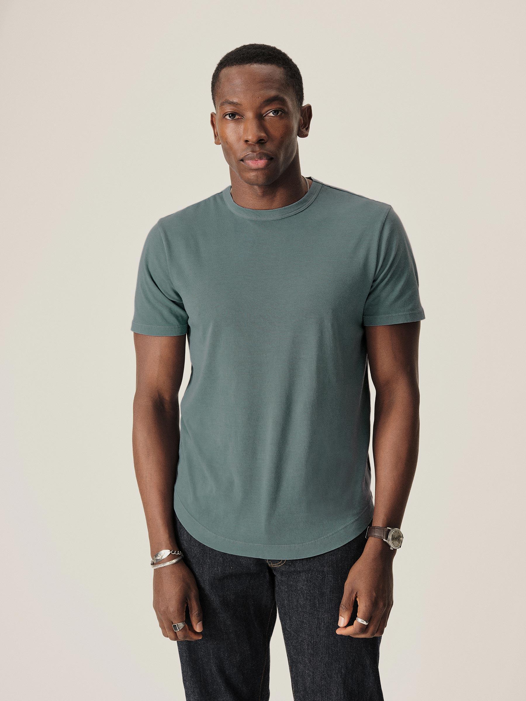 Slate Blue Venice Wash Pima Curved Hem Tee Product Image