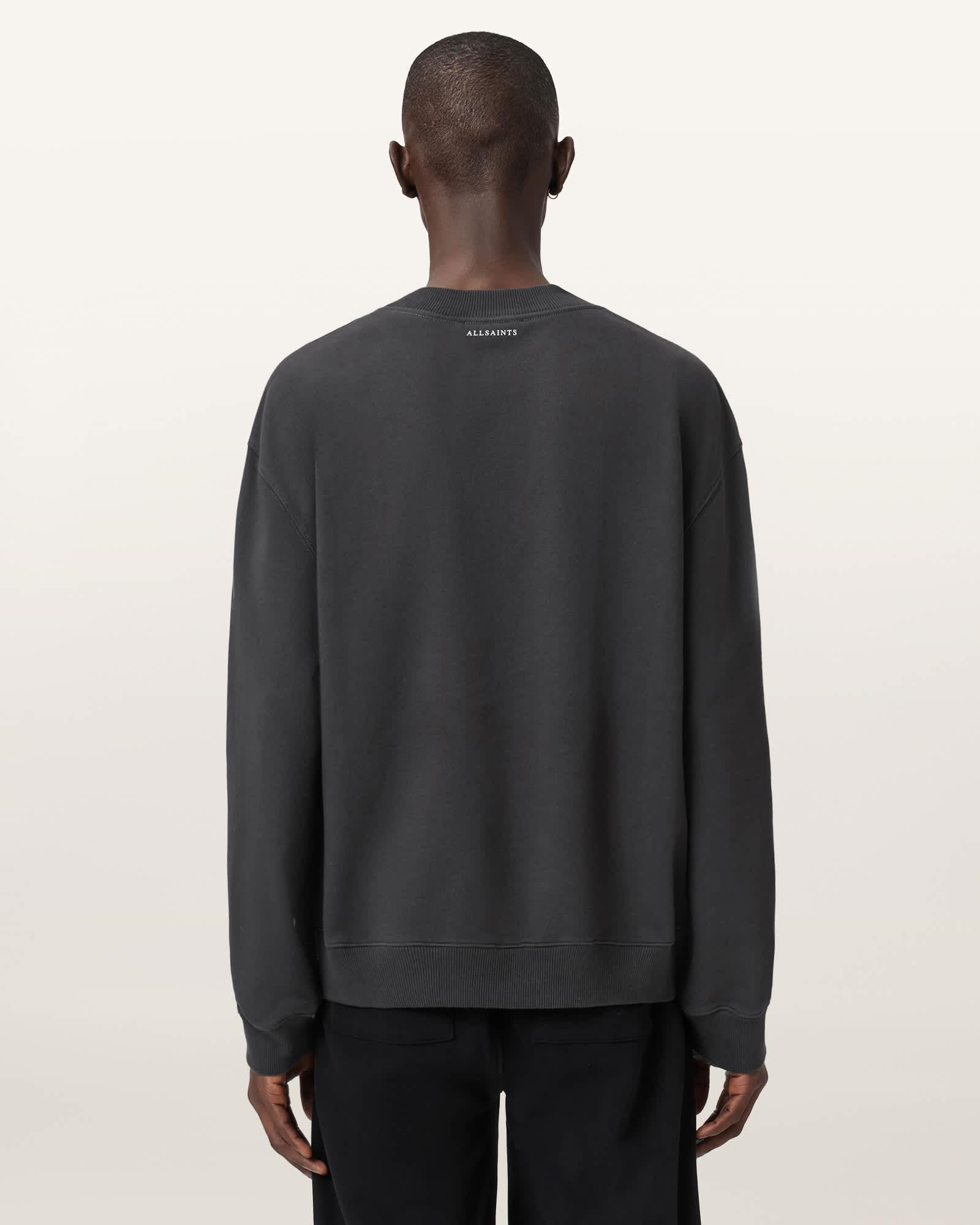 Icon Boxy Crew Neck Sweatshirt Washed Black | ALLSAINTS US Product Image