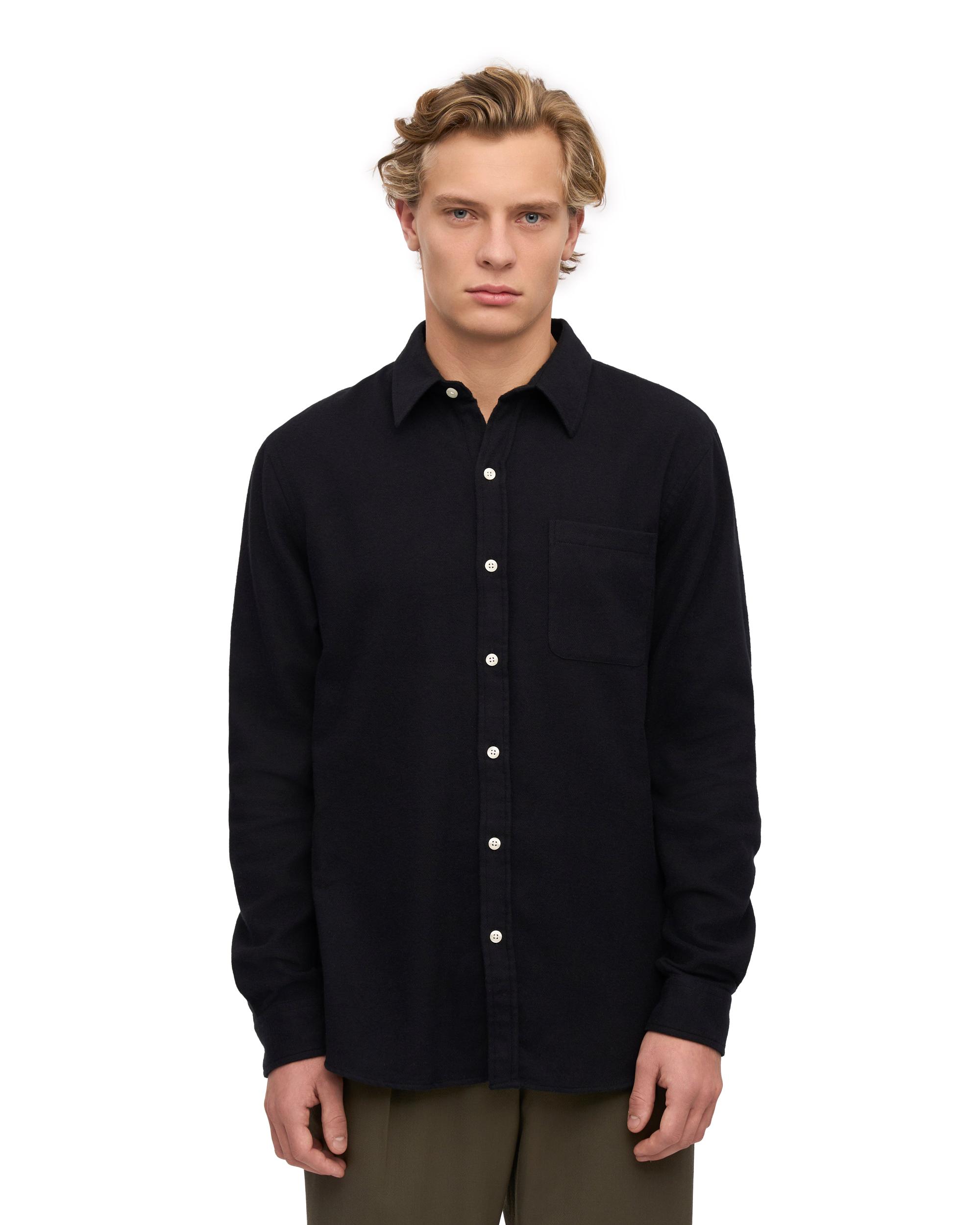 Organic Flannel Shirt - Deep Black Product Image
