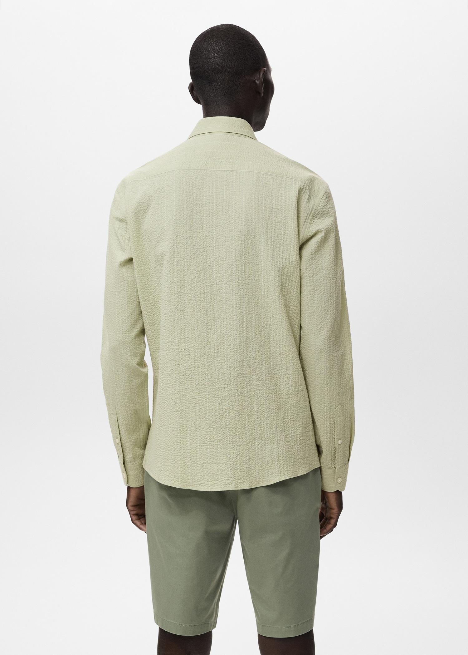 Regular-fit stripe-textured shirt - Men | MANGO USA Product Image