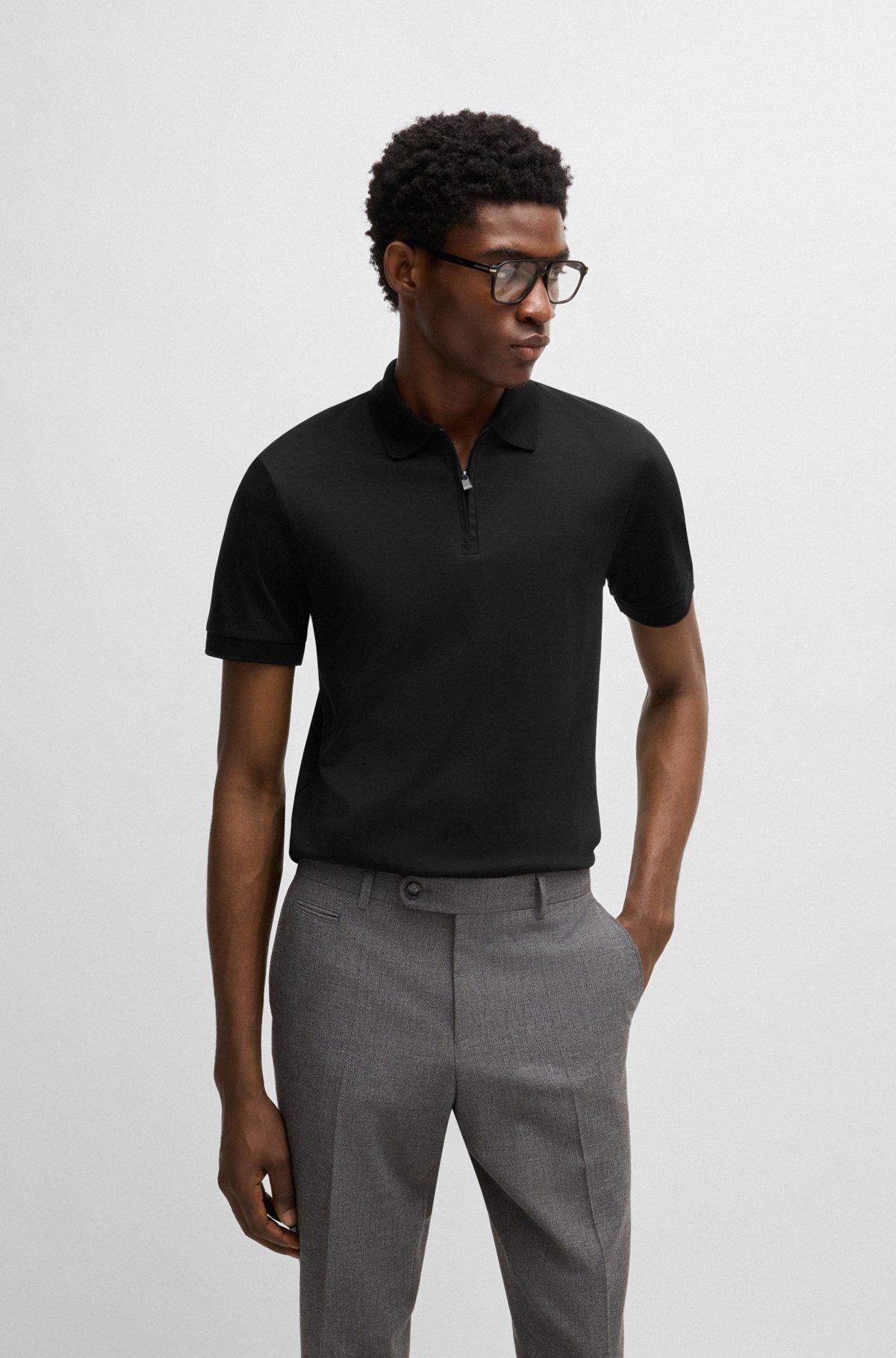 Slim-fit polo shirt in mercerized cotton Product Image
