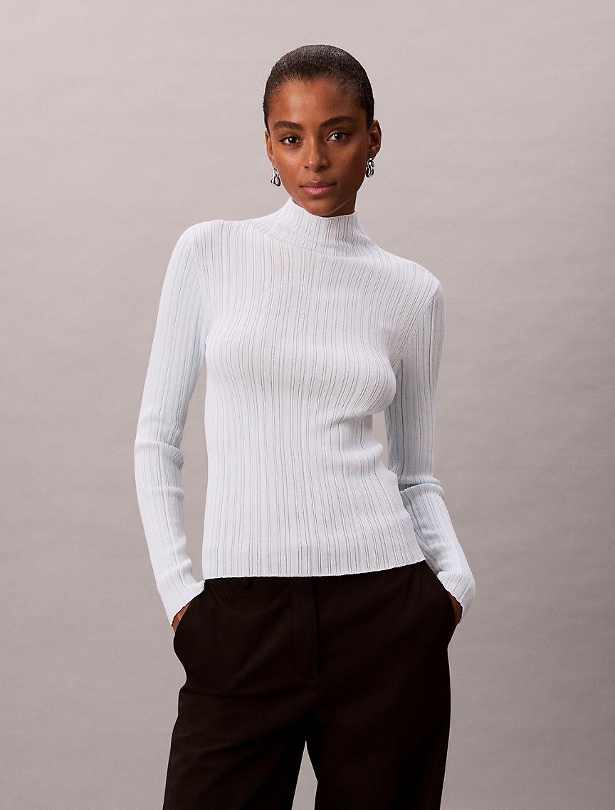 Viscose Blend Rib Mock Neck Sweater Product Image