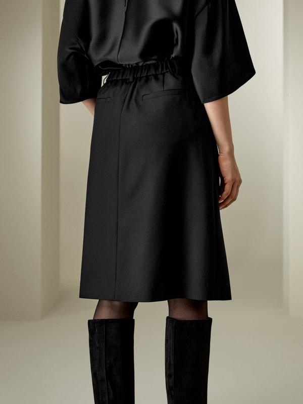 LILYSILK Womens Wool Skirt - Black Wool Silk - Perfect Wardrobe Staples Basic Style Bottoms 16 Product Image