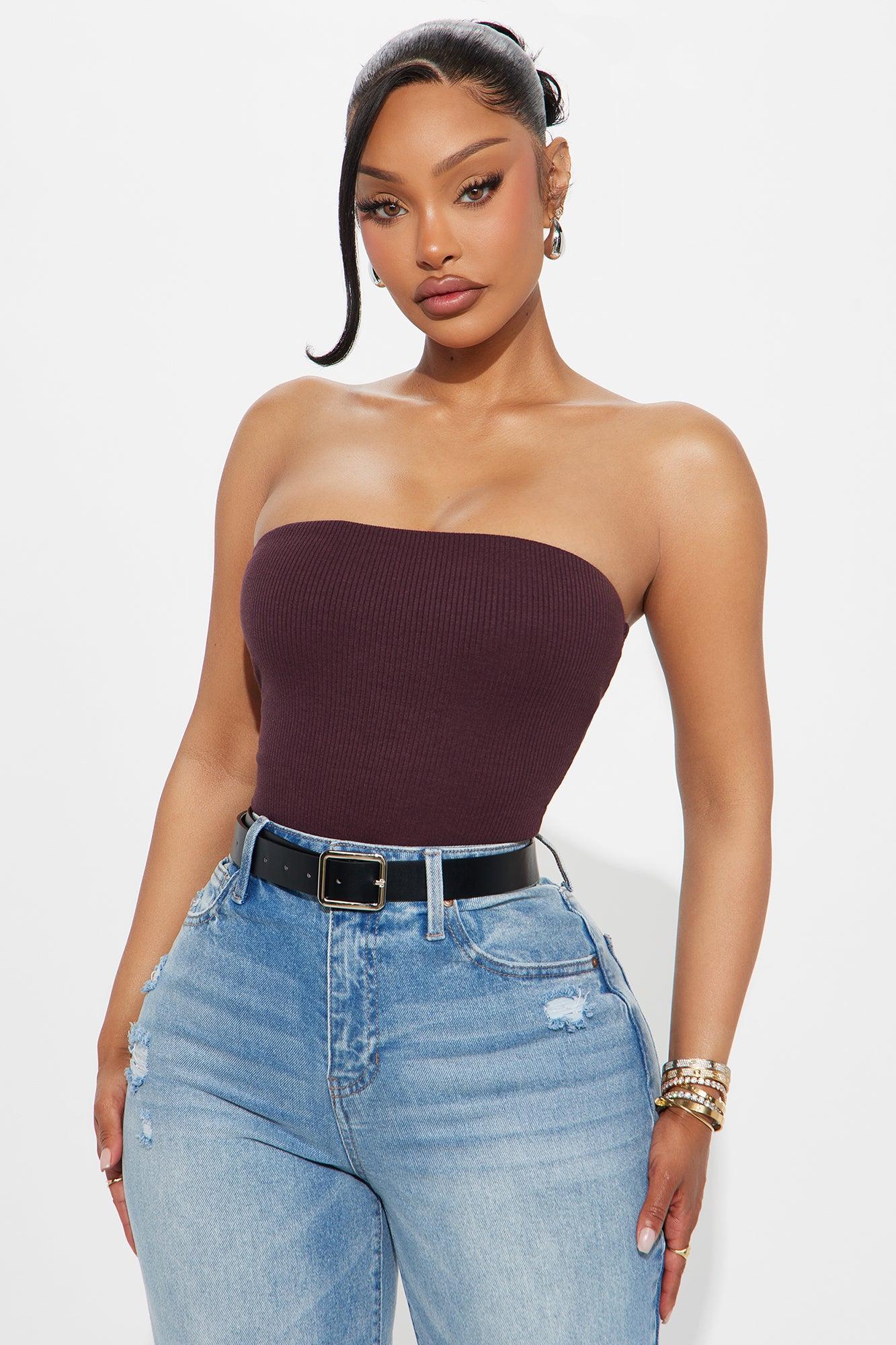 Demi Double Lined Tube Bodysuit - Dark Brown Female Product Image