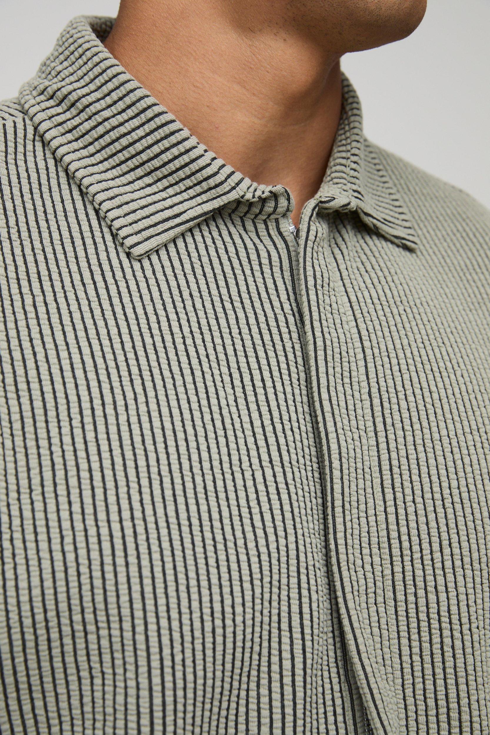 Oversized Two-Tone Ribbed Jersey Shirt | boohooMAN USA Product Image