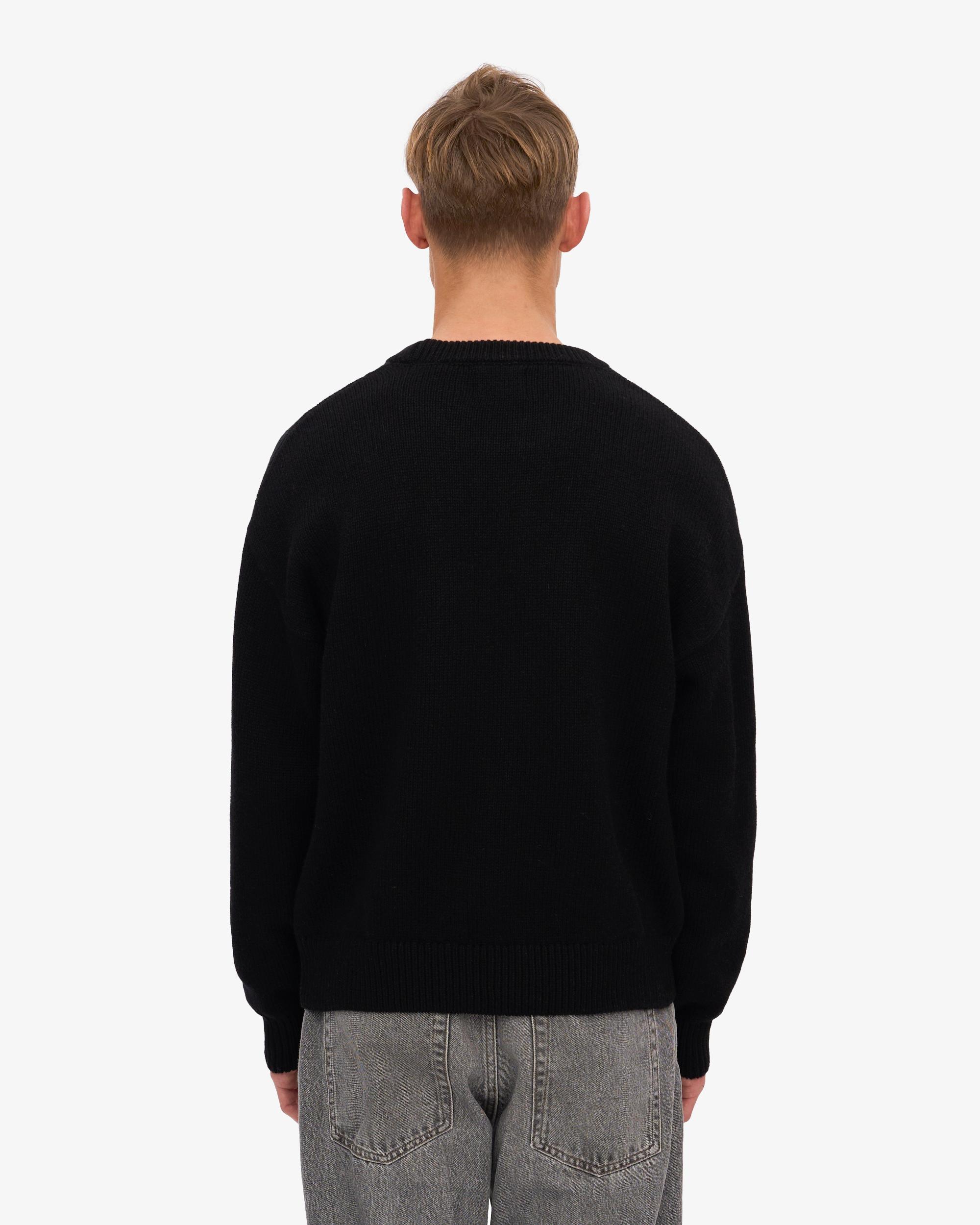 Oversized Merino Wool Crew - Deep Black Product Image
