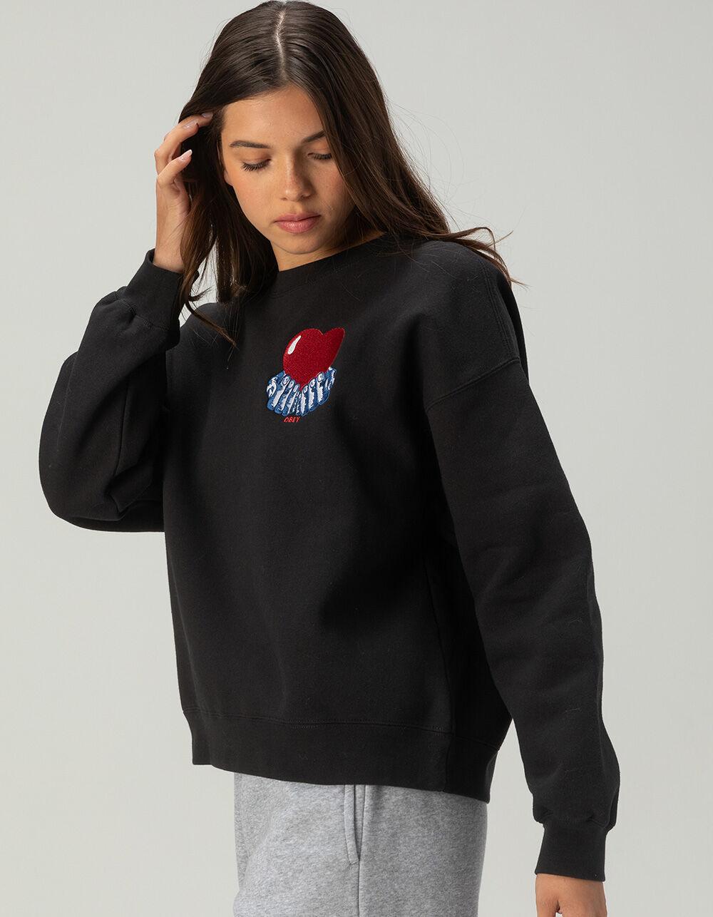 OBEY Heart Womens Crewneck Sweatshirt - BLACK Product Image
