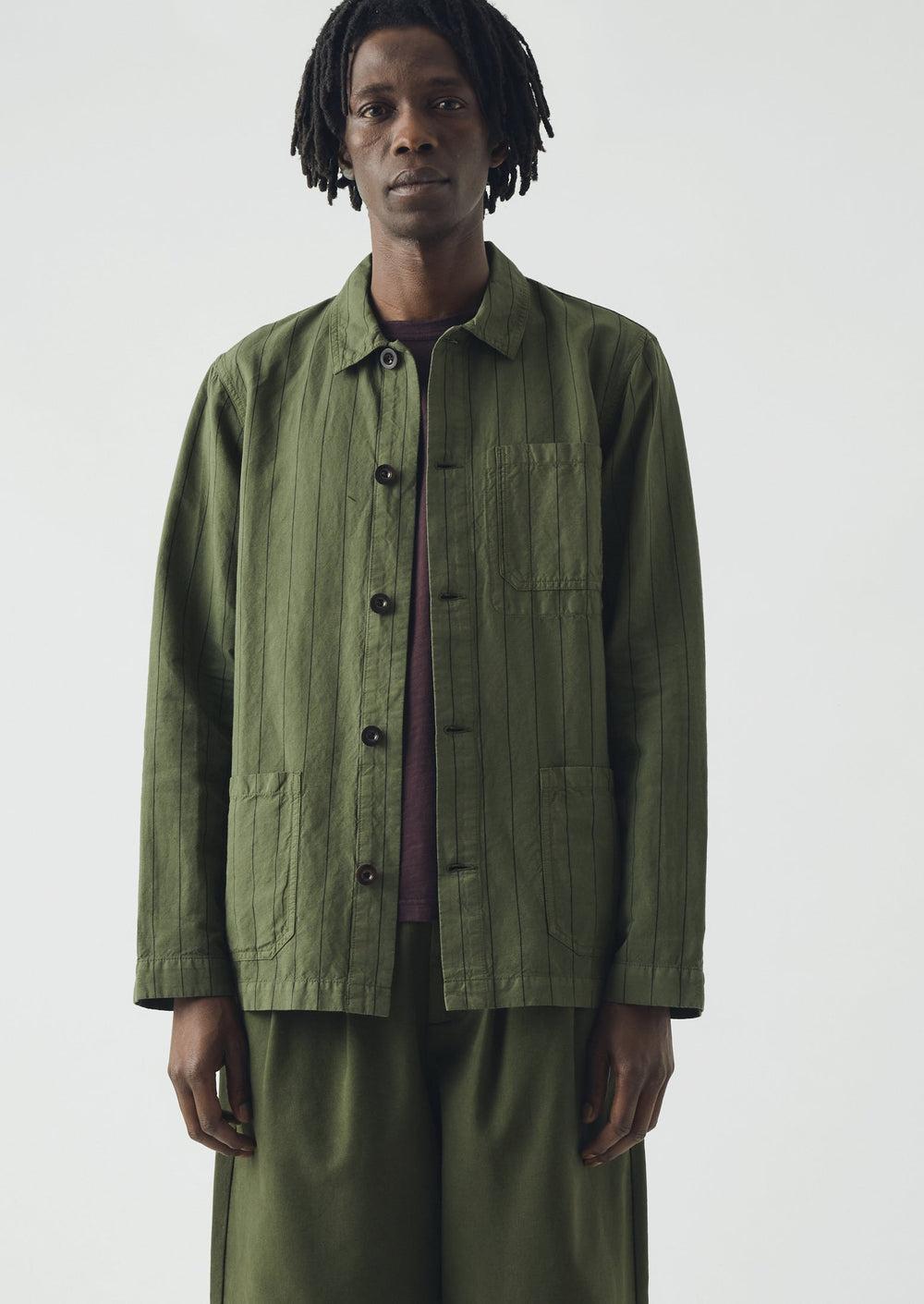 Arlo Overdyed Stripe Cotton Linen Jacket | Basil Product Image