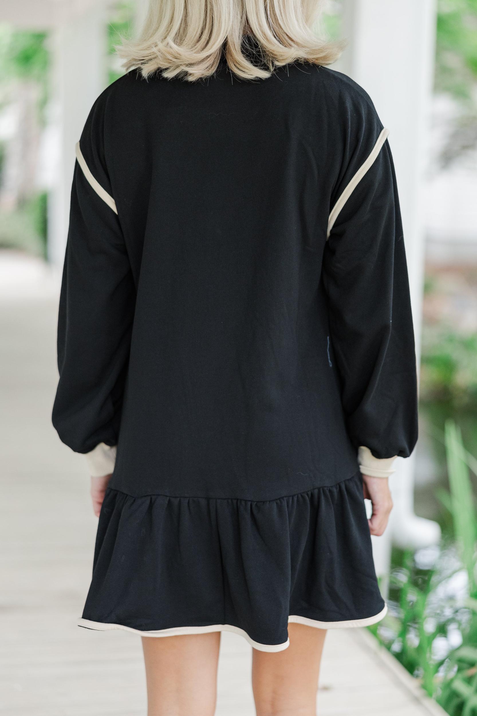 Make It Right Black Half Zip Sweatshirt Dress Female Product Image