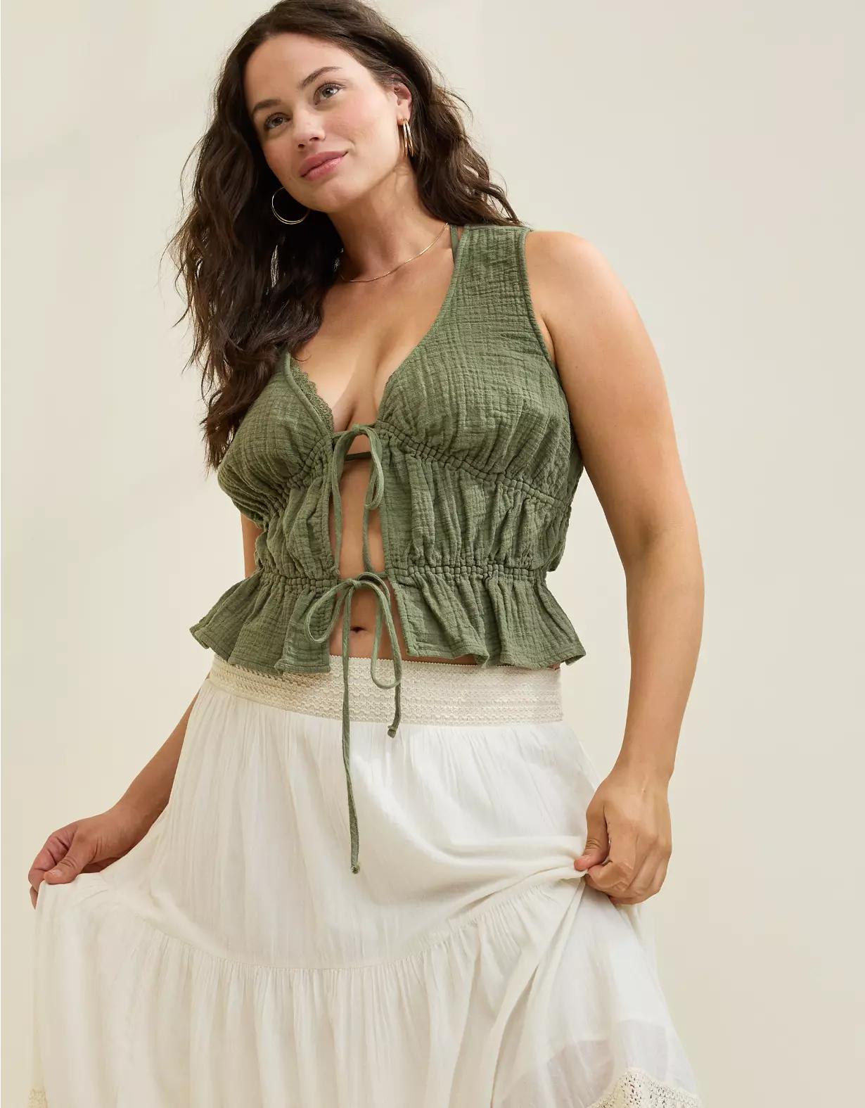 Aerie Tie Front Tank Top Product Image