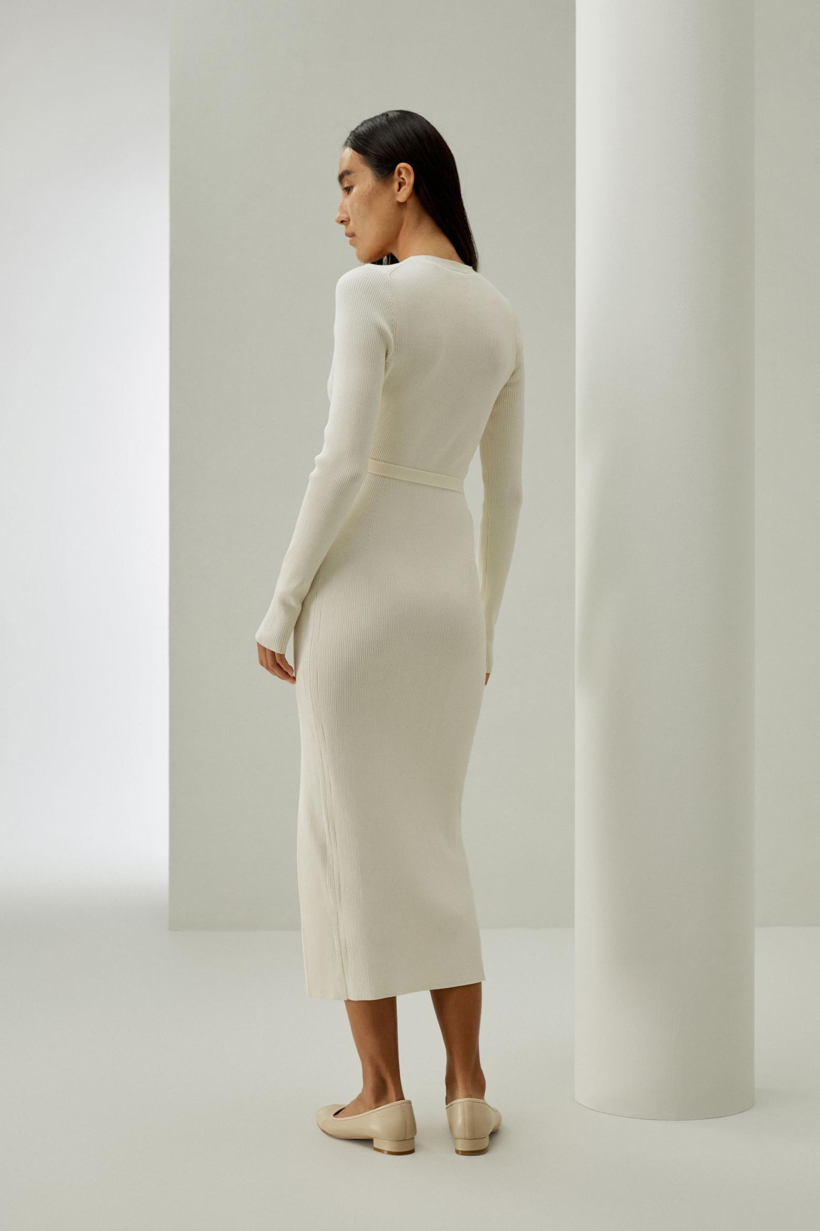 Elegant Wrap-Front Silk Knit Dress Product Image