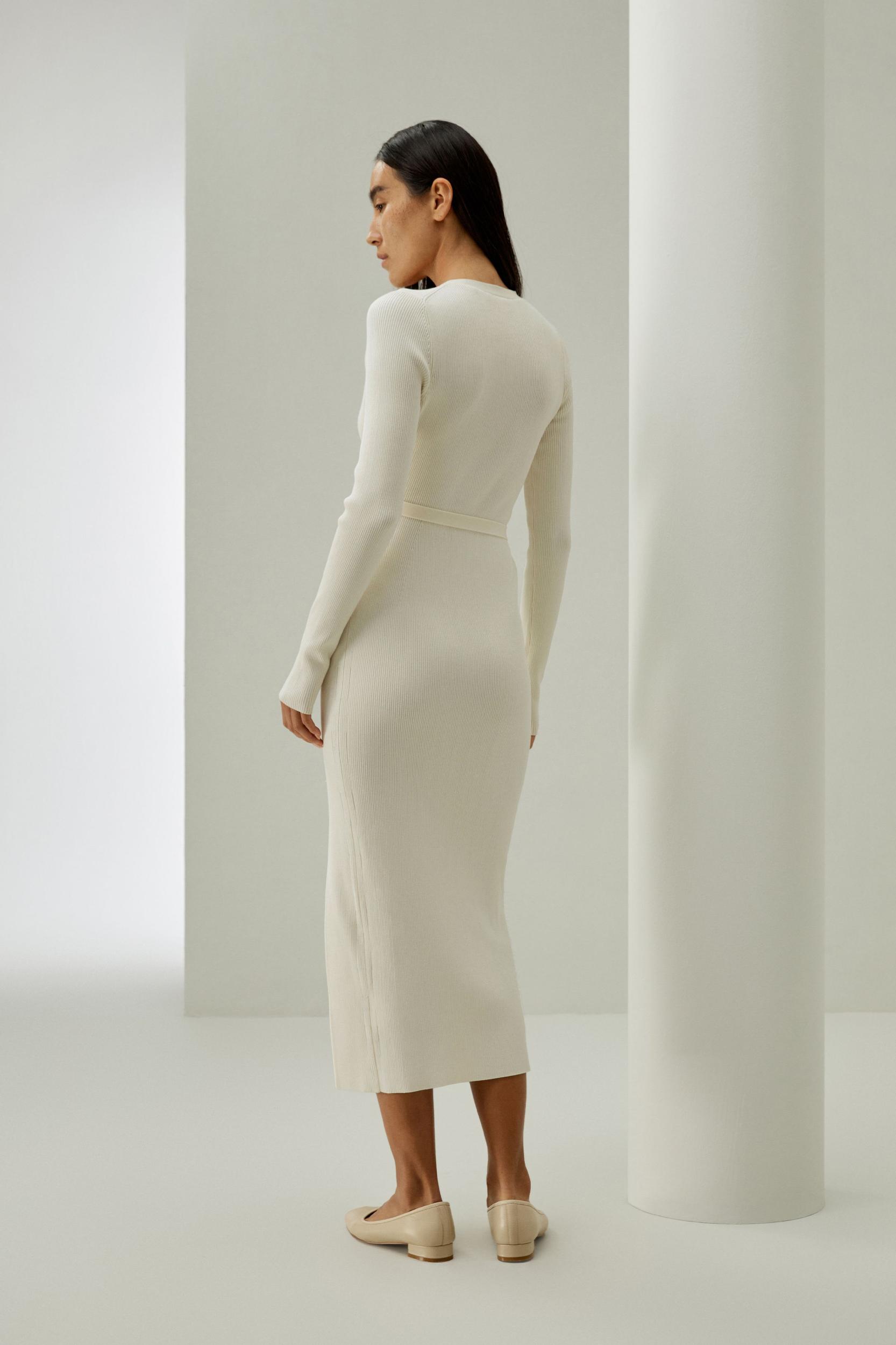 Elegant Wrap-Front Silk Knit Dress Product Image