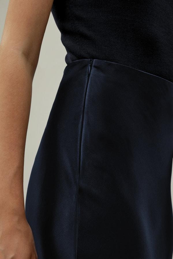 LILYSILK Silk Skirt - Female - Midnight Blue Pure Natural Silk - Fashion Straight-Cut Skirt In Flare Hem Skirt 6 Product Image