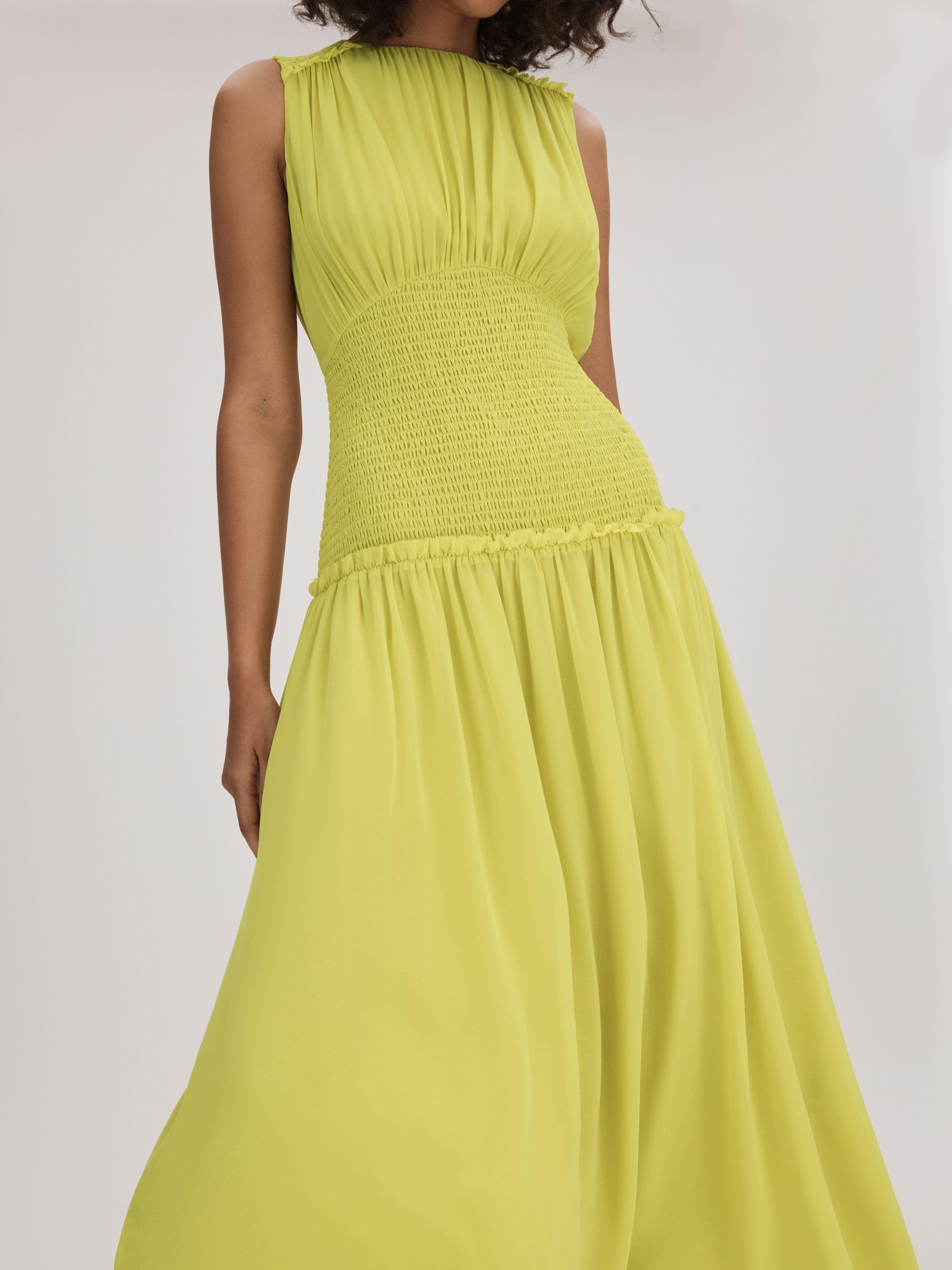 Florere Smocked Waist Midi Dress in Lime Product Image