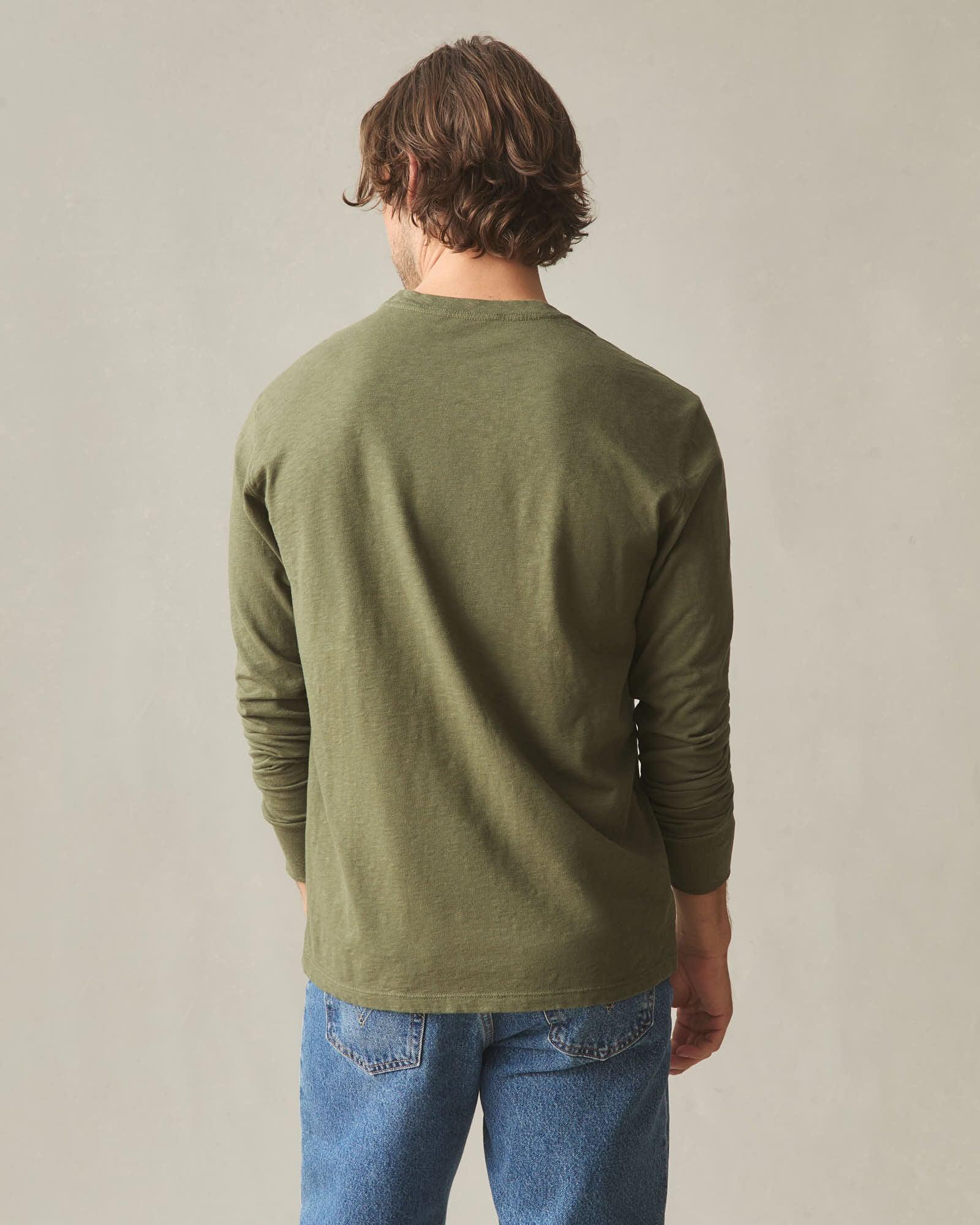 Men's Premium Slub Crew Tee Long Sleeve - Olive Product Image
