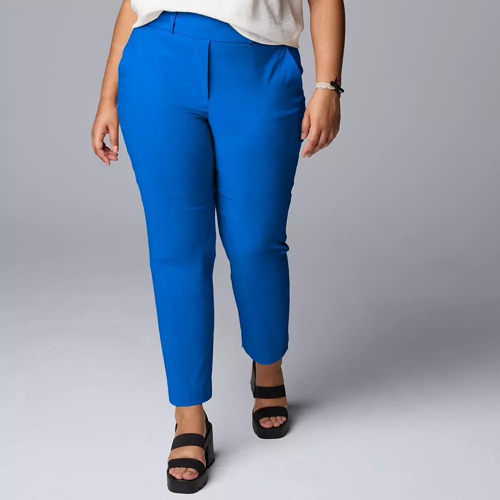 Plus Size Simply Vera Vera Wang Polished Twill Ankle Pants, Women's, Size: 3XL, Nautical Blue Product Image