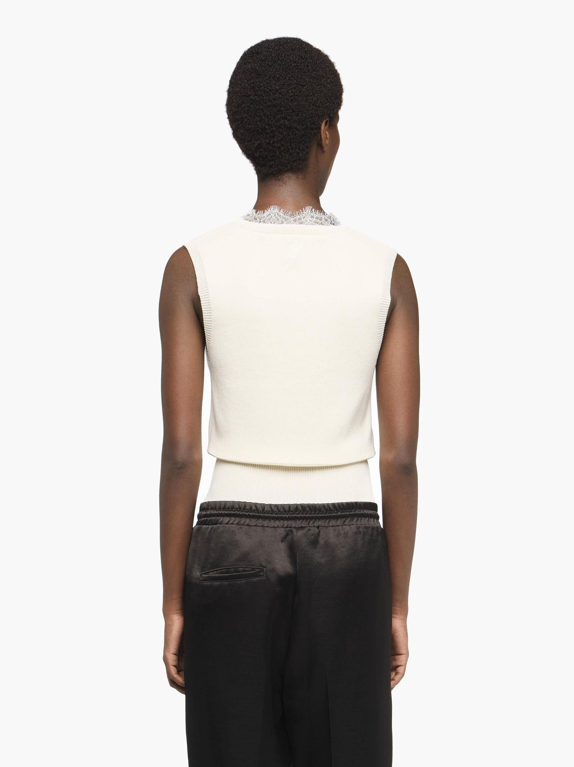 V-NECK LACE TRIM SWEATER Product Image